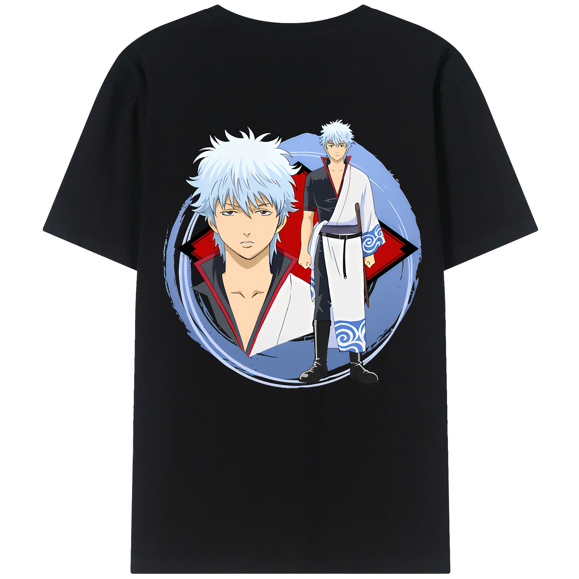 （画像用） ぎんたま 坂田銀時（さかたぎんとき） 神楽 志村新八（しむら しんぱち） GINTAMA Sakata Gintoki Kagura Shimura Shinpachi 綿100％ メンズ半袖Tシャツ（バックプリント） 通気性