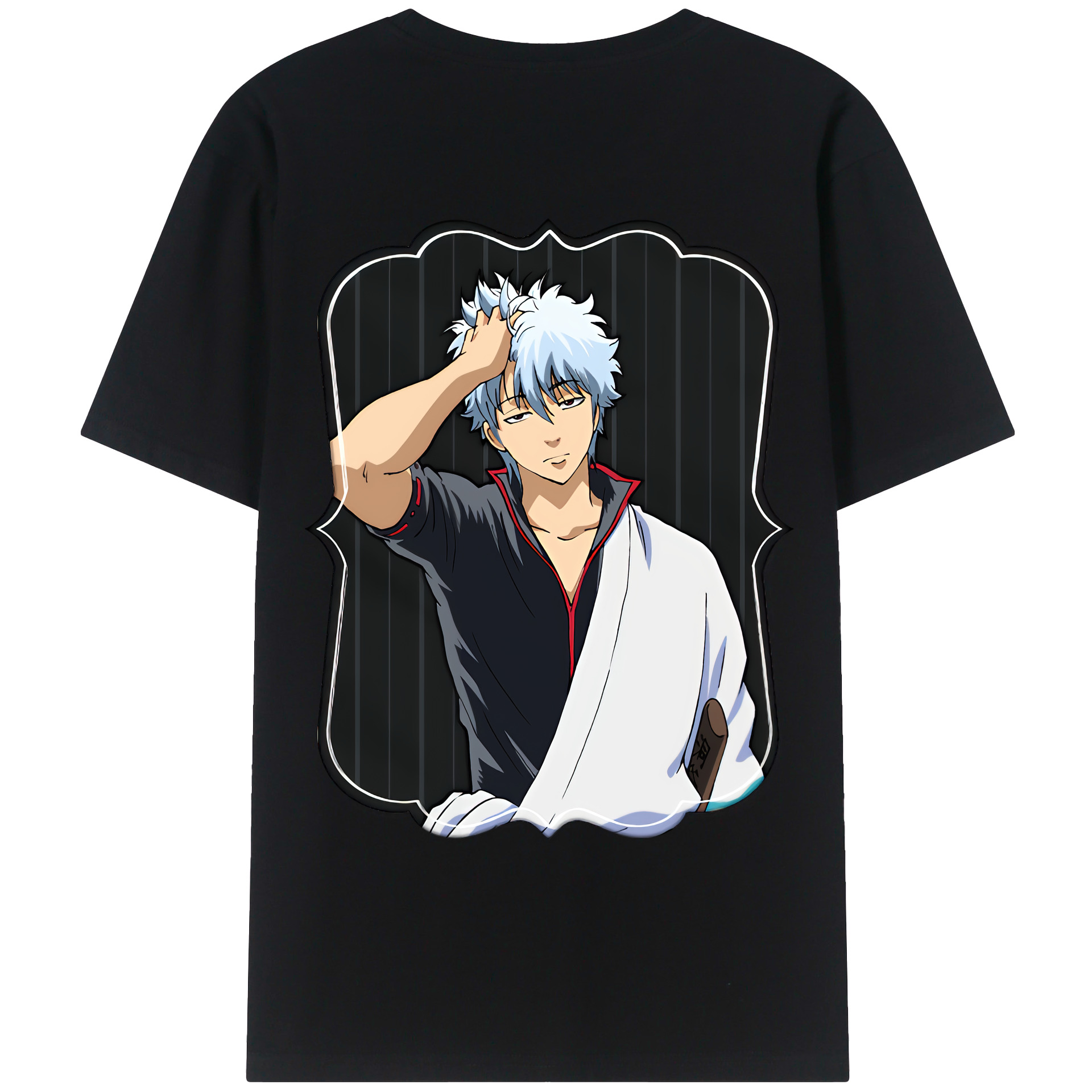 （画像用） ぎんたま 坂田銀時（さかたぎんとき） 神楽 志村新八（しむら しんぱち） GINTAMA Sakata Gintoki Kagura Shimura Shinpachi 綿100％ メンズ半袖Tシャツ（バックプリント） 通気性
