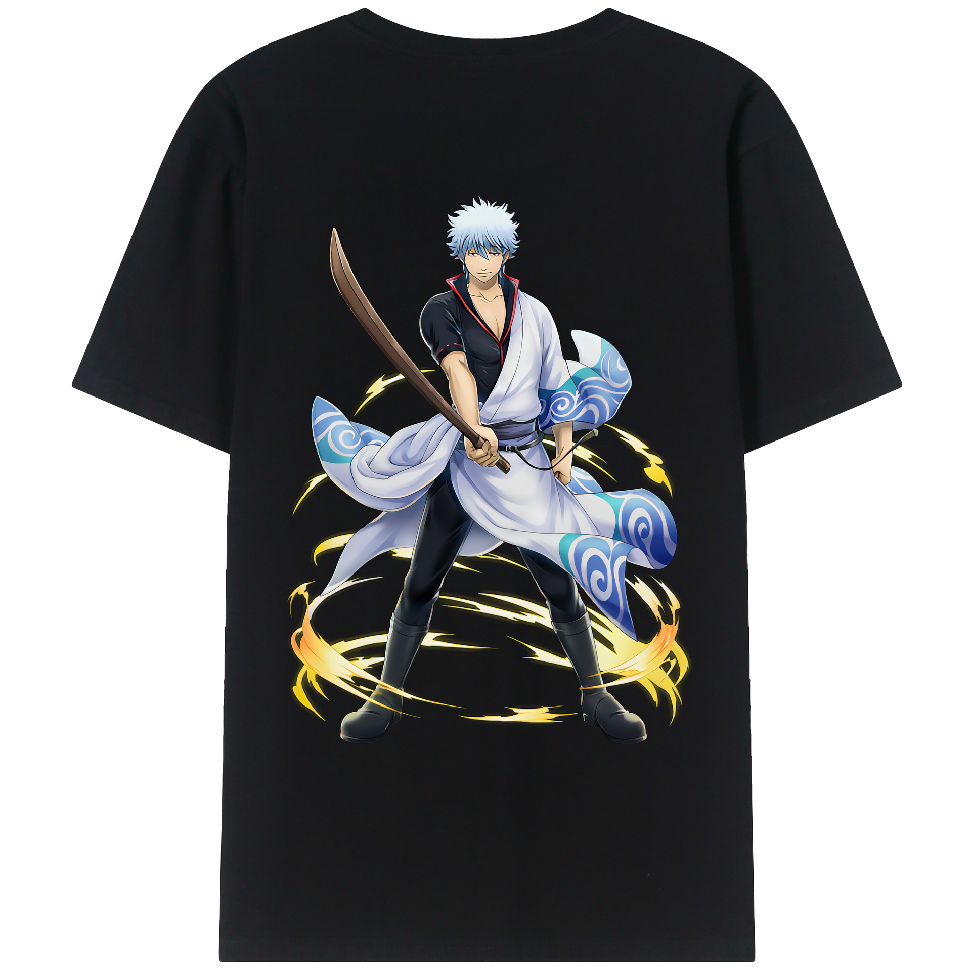 （画像用） ぎんたま 坂田銀時（さかたぎんとき） 神楽 志村新八（しむら しんぱち） GINTAMA Sakata Gintoki Kagura Shimura Shinpachi 綿100％ メンズ半袖Tシャツ（バックプリント） 通気性