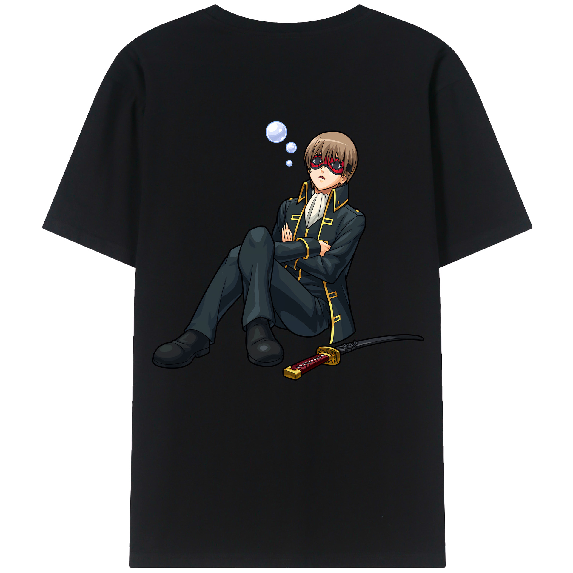 （画像用） ぎんたま 坂田銀時（さかたぎんとき） 神楽 志村新八（しむら しんぱち） GINTAMA Sakata Gintoki Kagura Shimura Shinpachi 綿100％ メンズ半袖Tシャツ（バックプリント） 通気性