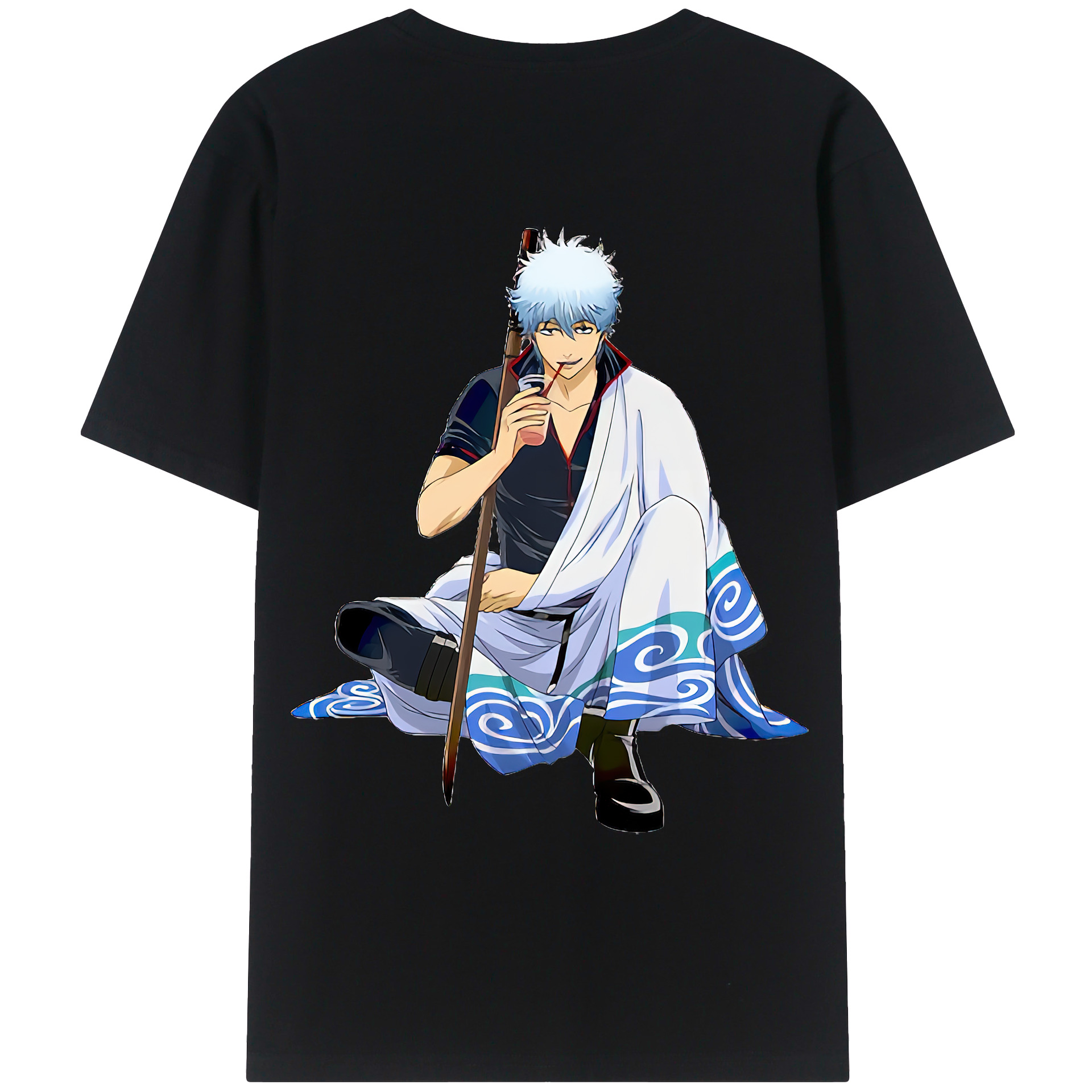 （画像用） ぎんたま 坂田銀時（さかたぎんとき） 神楽 志村新八（しむら しんぱち） GINTAMA Sakata Gintoki Kagura Shimura Shinpachi 綿100％ メンズ半袖Tシャツ（バックプリント） 通気性