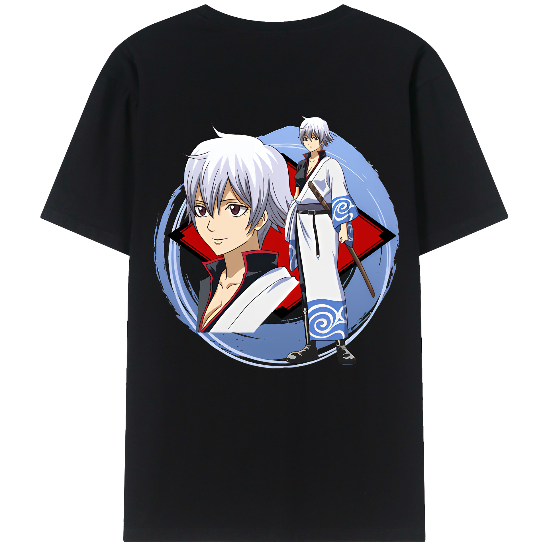 （画像用） ぎんたま 坂田銀時（さかたぎんとき） 神楽 志村新八（しむら しんぱち） GINTAMA Sakata Gintoki Kagura Shimura Shinpachi 綿100％ メンズ半袖Tシャツ（バックプリント） 通気性