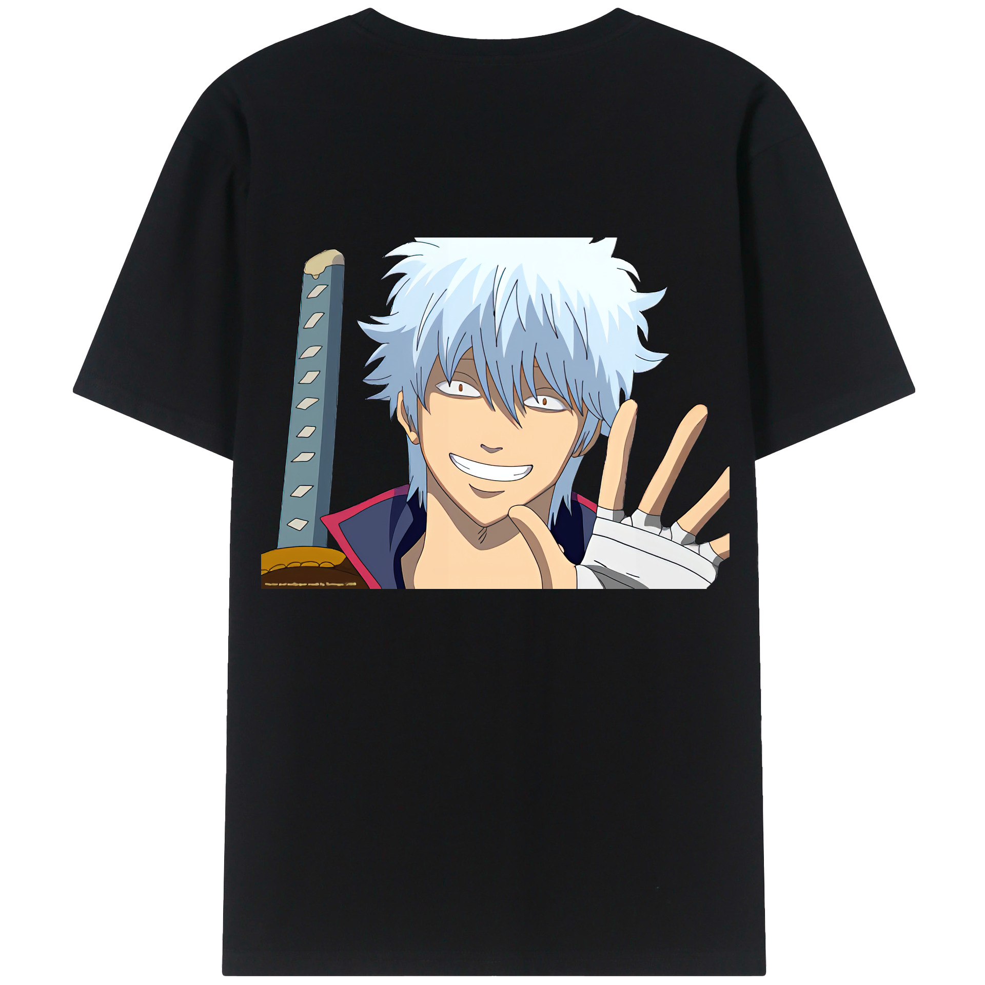 （画像用） ぎんたま 坂田銀時（さかたぎんとき） 神楽 志村新八（しむら しんぱち） GINTAMA Sakata Gintoki Kagura Shimura Shinpachi 綿100％ メンズ半袖Tシャツ（バックプリント） 通気性