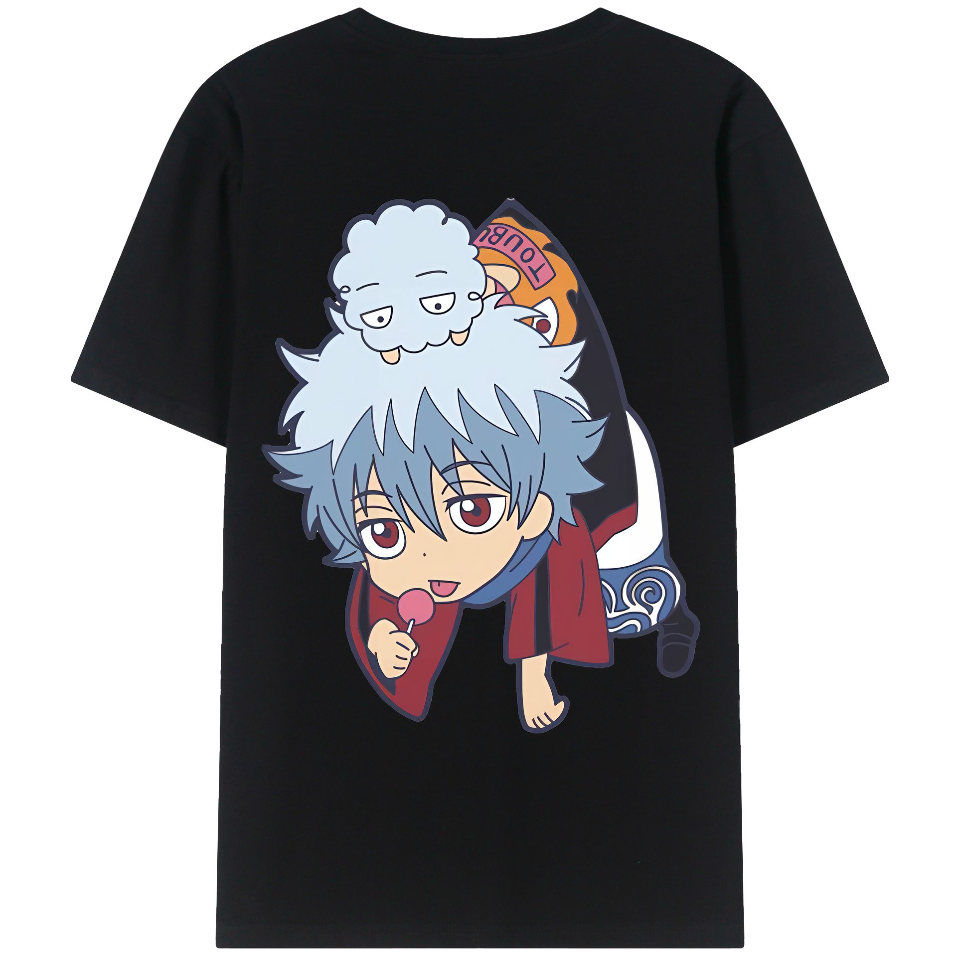 （画像用） ぎんたま 坂田銀時（さかたぎんとき） 神楽 志村新八（しむら しんぱち） GINTAMA Sakata Gintoki Kagura Shimura Shinpachi 綿100％ メンズ半袖Tシャツ（バックプリント） 通気性
