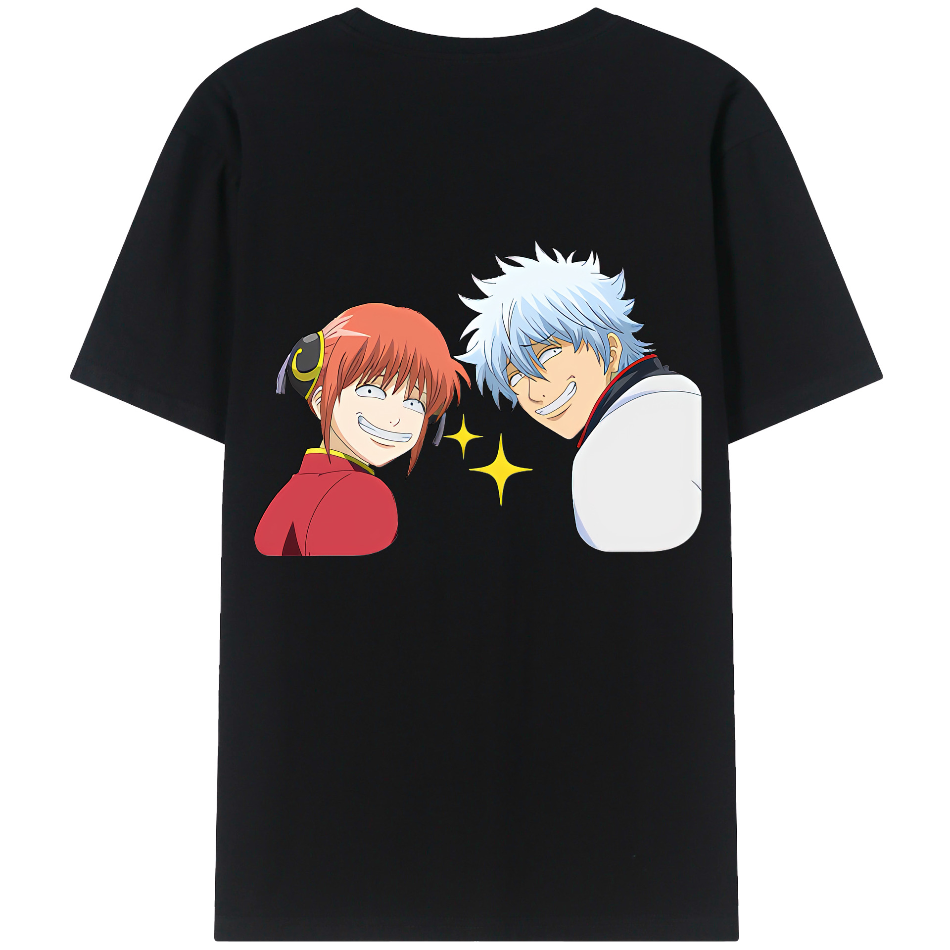 （画像用） ぎんたま 坂田銀時（さかたぎんとき） 神楽 志村新八（しむら しんぱち） GINTAMA Sakata Gintoki Kagura Shimura Shinpachi 綿100％ メンズ半袖Tシャツ（バックプリント） 通気性