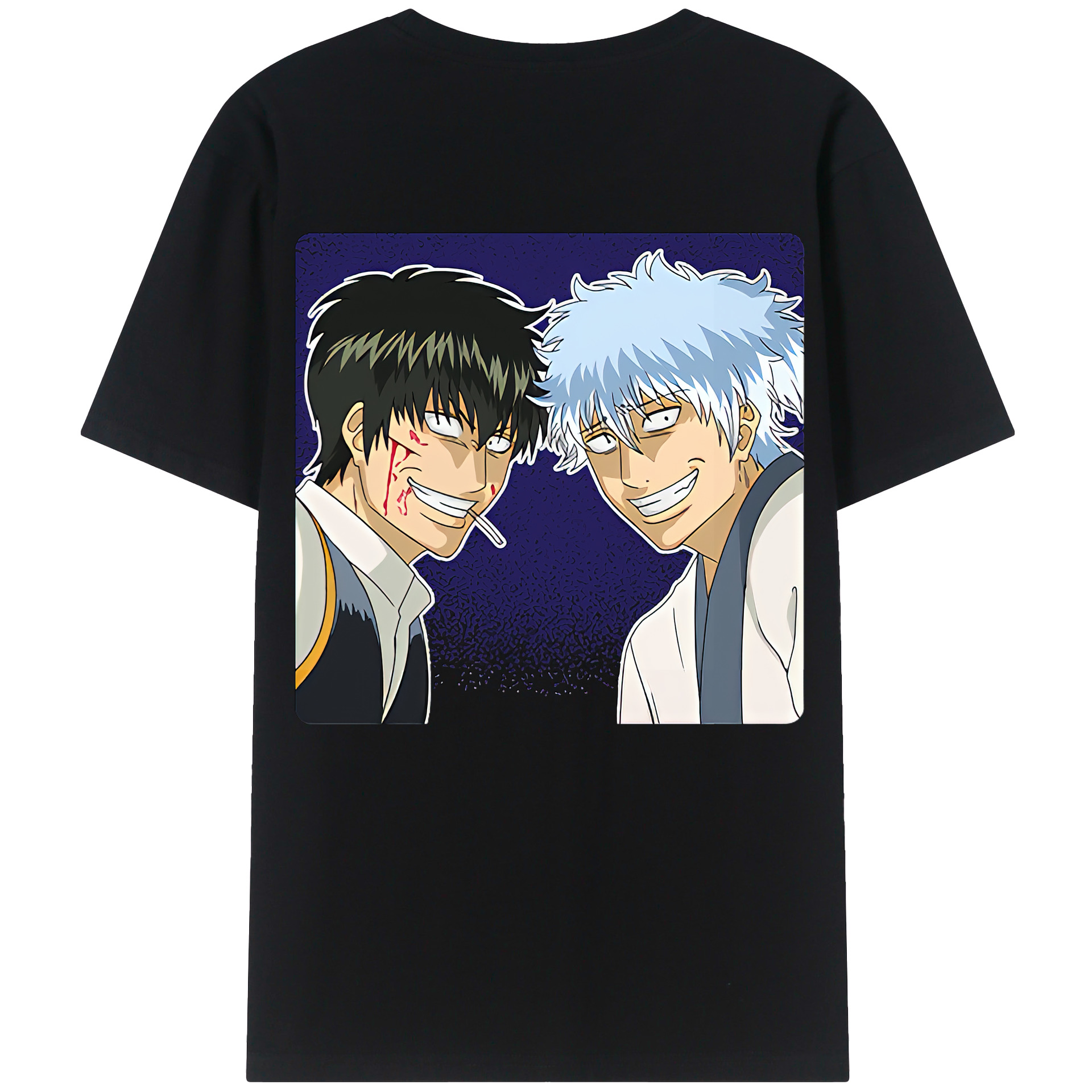 （画像用） ぎんたま 坂田銀時（さかたぎんとき） 神楽 志村新八（しむら しんぱち） GINTAMA Sakata Gintoki Kagura Shimura Shinpachi 綿100％ メンズ半袖Tシャツ（バックプリント） 通気性