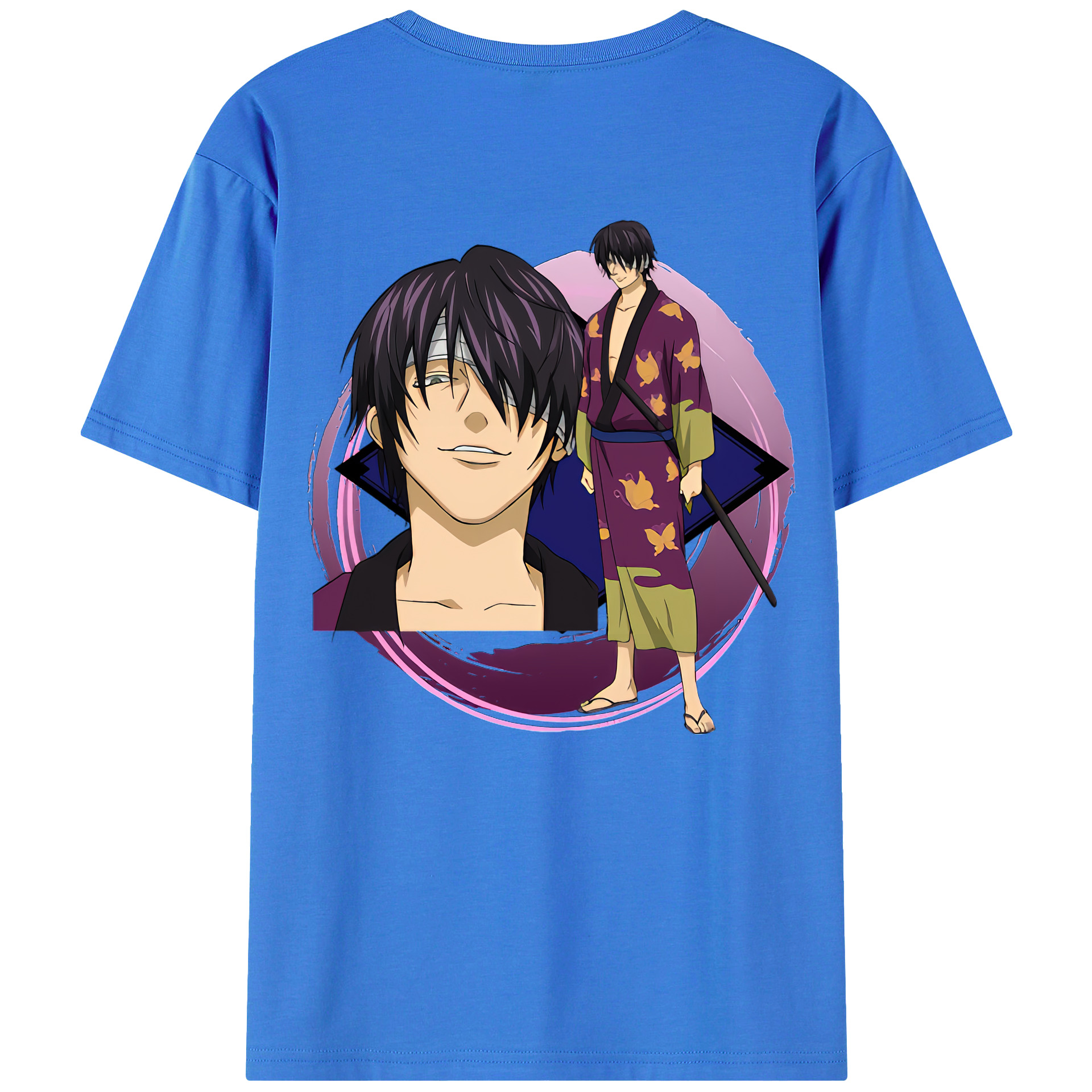 （画像用） ぎんたま 坂田銀時（さかたぎんとき） 神楽 志村新八（しむら しんぱち） GINTAMA Sakata Gintoki Kagura Shimura Shinpachi 綿100％ メンズ半袖Tシャツ（バックプリント） 通気性