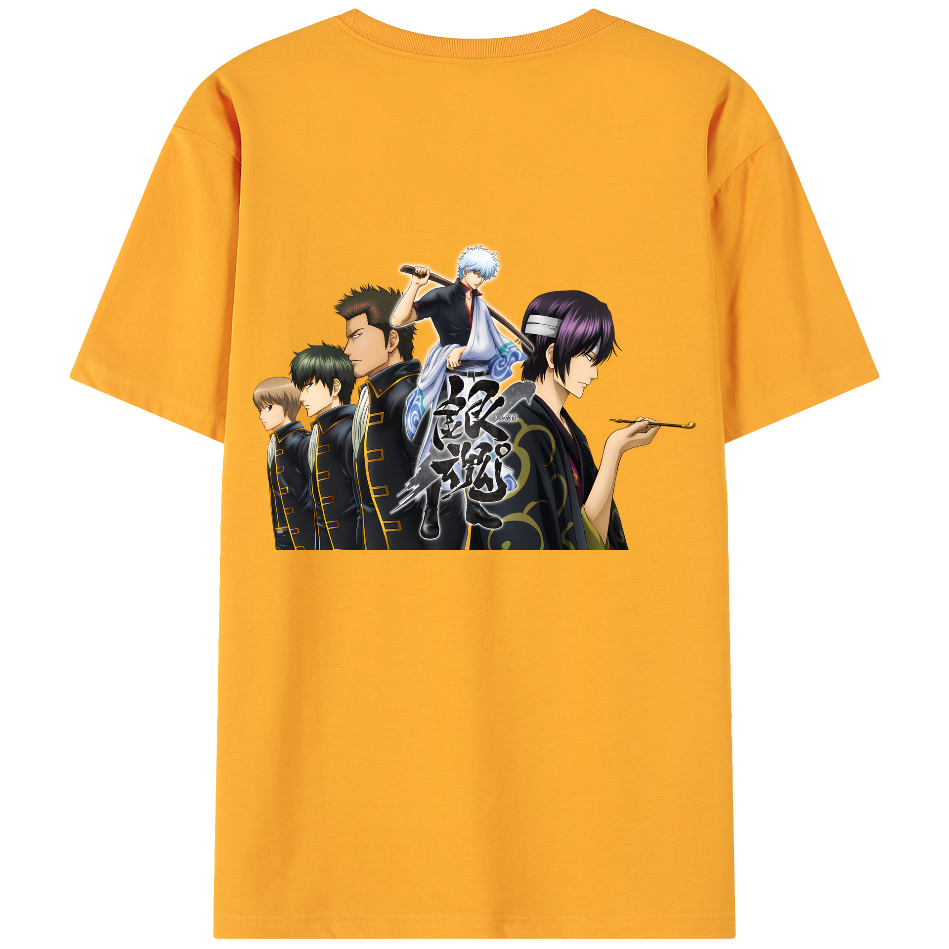 （画像用） ぎんたま 坂田銀時（さかたぎんとき） 神楽 志村新八（しむら しんぱち） GINTAMA Sakata Gintoki Kagura Shimura Shinpachi 綿100％ メンズ半袖Tシャツ（バックプリント） 通気性
