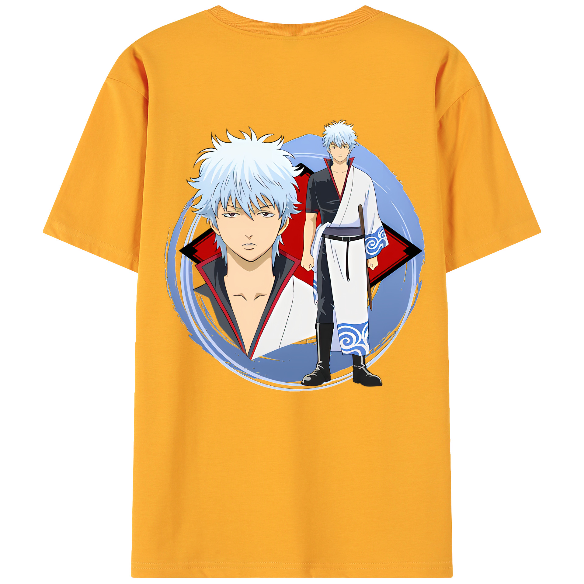 （画像用） ぎんたま 坂田銀時（さかたぎんとき） 神楽 志村新八（しむら しんぱち） GINTAMA Sakata Gintoki Kagura Shimura Shinpachi 綿100％ メンズ半袖Tシャツ（バックプリント） 通気性