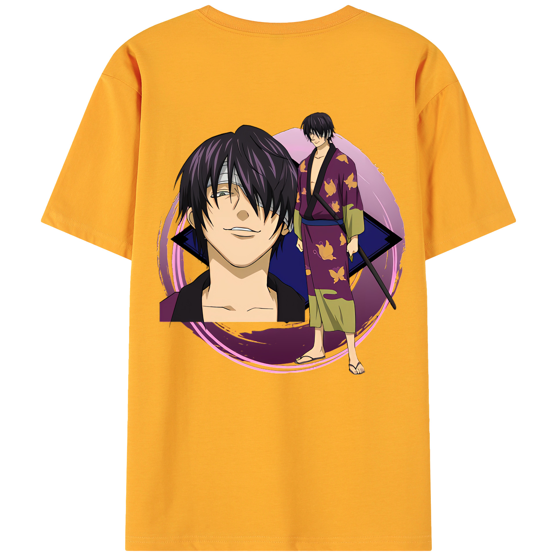 （画像用） ぎんたま 坂田銀時（さかたぎんとき） 神楽 志村新八（しむら しんぱち） GINTAMA Sakata Gintoki Kagura Shimura Shinpachi 綿100％ メンズ半袖Tシャツ（バックプリント） 通気性
