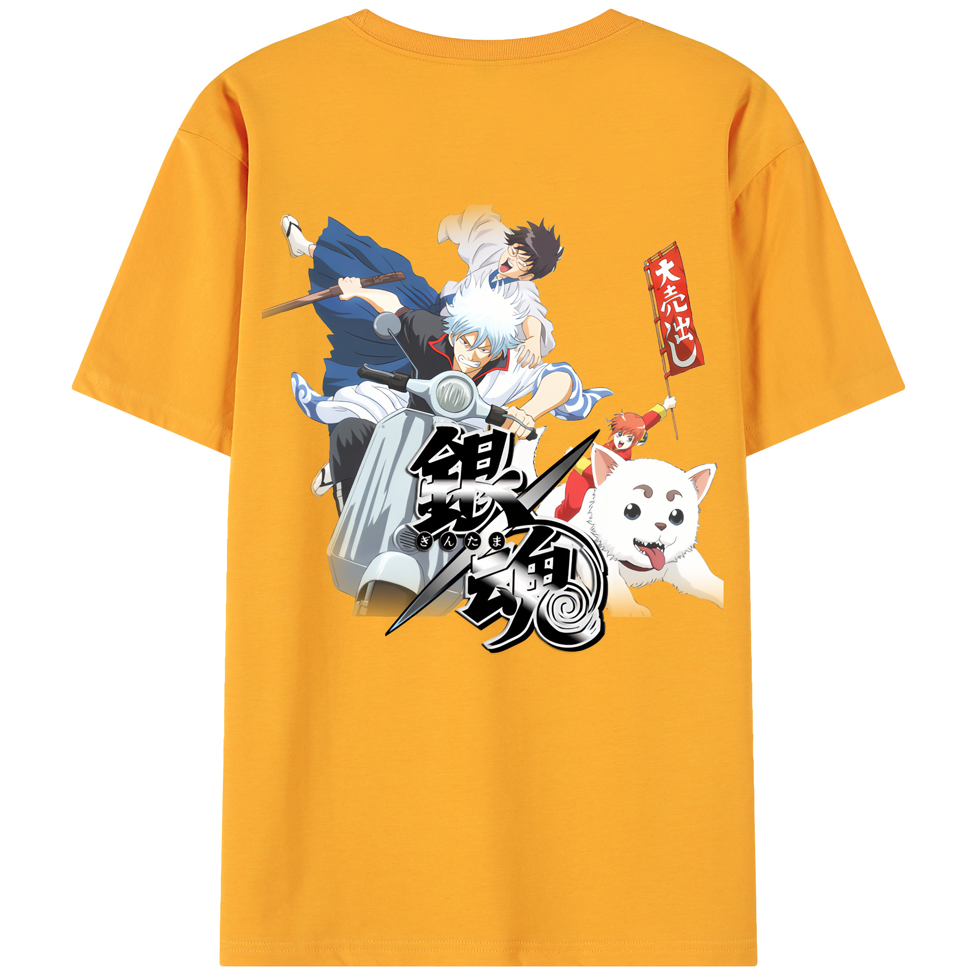 （画像用） ぎんたま 坂田銀時（さかたぎんとき） 神楽 志村新八（しむら しんぱち） GINTAMA Sakata Gintoki Kagura Shimura Shinpachi 綿100％ メンズ半袖Tシャツ（バックプリント） 通気性