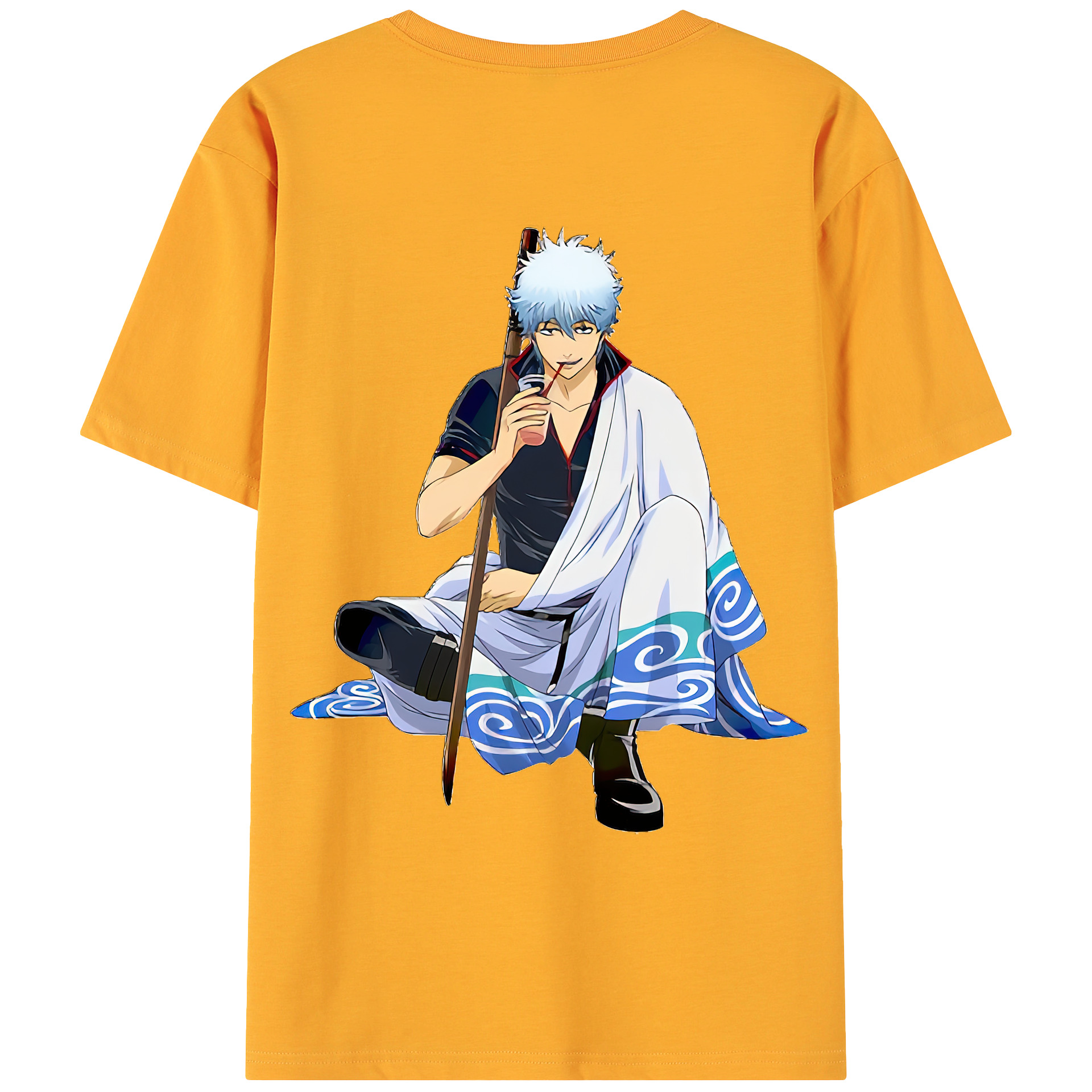 （画像用） ぎんたま 坂田銀時（さかたぎんとき） 神楽 志村新八（しむら しんぱち） GINTAMA Sakata Gintoki Kagura Shimura Shinpachi 綿100％ メンズ半袖Tシャツ（バックプリント） 通気性