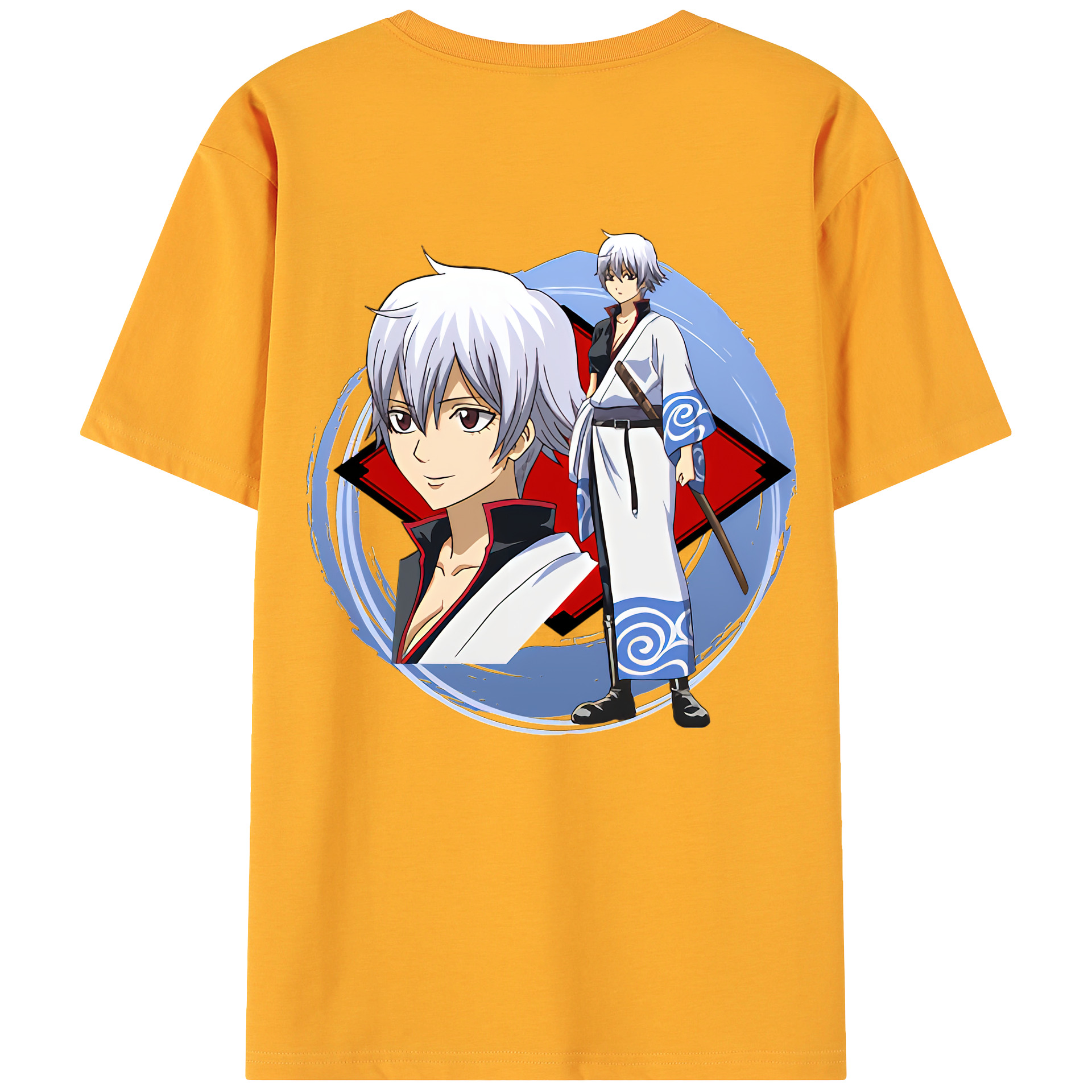 （画像用） ぎんたま 坂田銀時（さかたぎんとき） 神楽 志村新八（しむら しんぱち） GINTAMA Sakata Gintoki Kagura Shimura Shinpachi 綿100％ メンズ半袖Tシャツ（バックプリント） 通気性