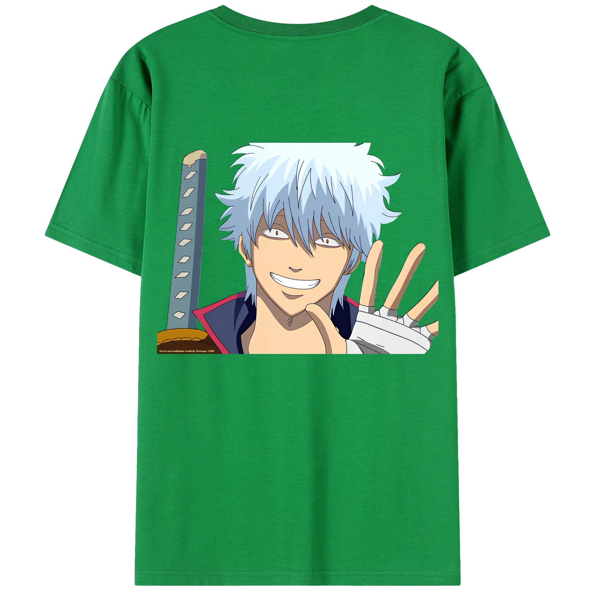（画像用） ぎんたま 坂田銀時（さかたぎんとき） 神楽 志村新八（しむら しんぱち） GINTAMA Sakata Gintoki Kagura Shimura Shinpachi 綿100％ メンズ半袖Tシャツ（バックプリント） 通気性
