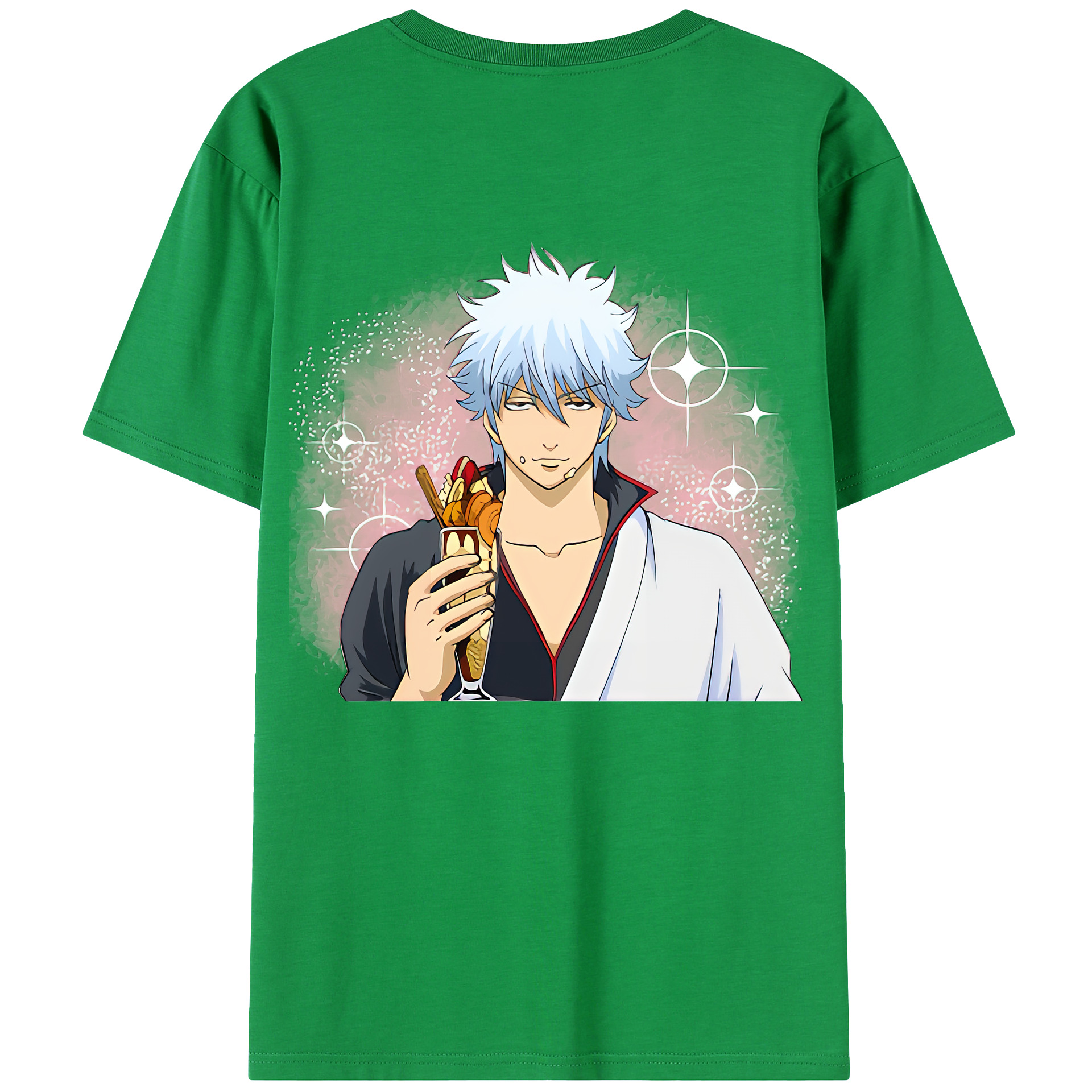 （画像用） ぎんたま 坂田銀時（さかたぎんとき） 神楽 志村新八（しむら しんぱち） GINTAMA Sakata Gintoki Kagura Shimura Shinpachi 綿100％ メンズ半袖Tシャツ（バックプリント） 通気性