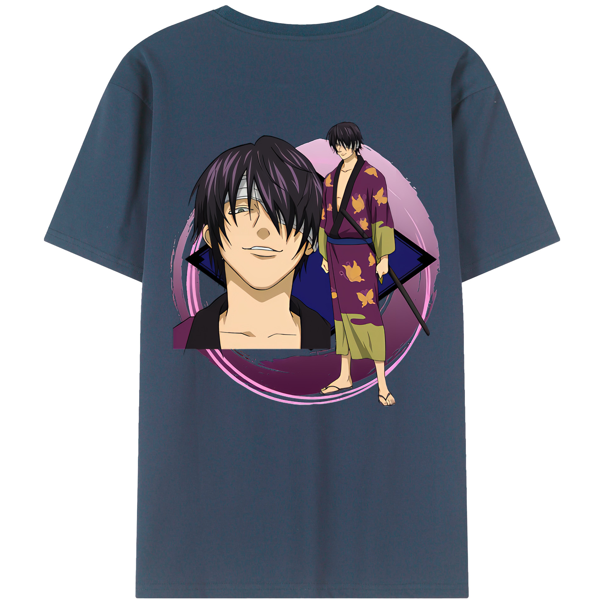 （画像用） ぎんたま 坂田銀時（さかたぎんとき） 神楽 志村新八（しむら しんぱち） GINTAMA Sakata Gintoki Kagura Shimura Shinpachi 綿100％ メンズ半袖Tシャツ（バックプリント） 通気性