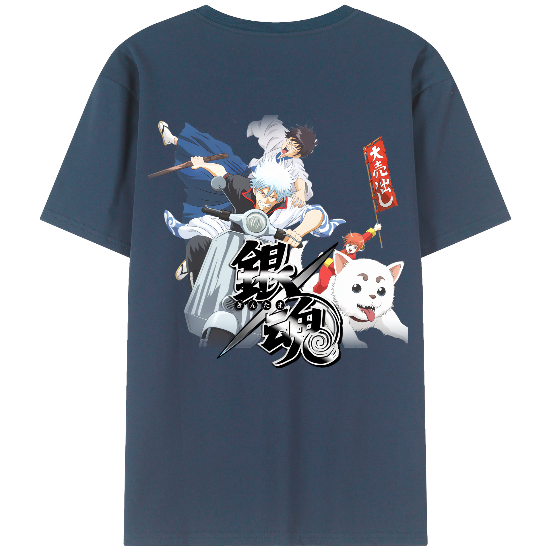 （画像用） ぎんたま 坂田銀時（さかたぎんとき） 神楽 志村新八（しむら しんぱち） GINTAMA Sakata Gintoki Kagura Shimura Shinpachi 綿100％ メンズ半袖Tシャツ（バックプリント） 通気性