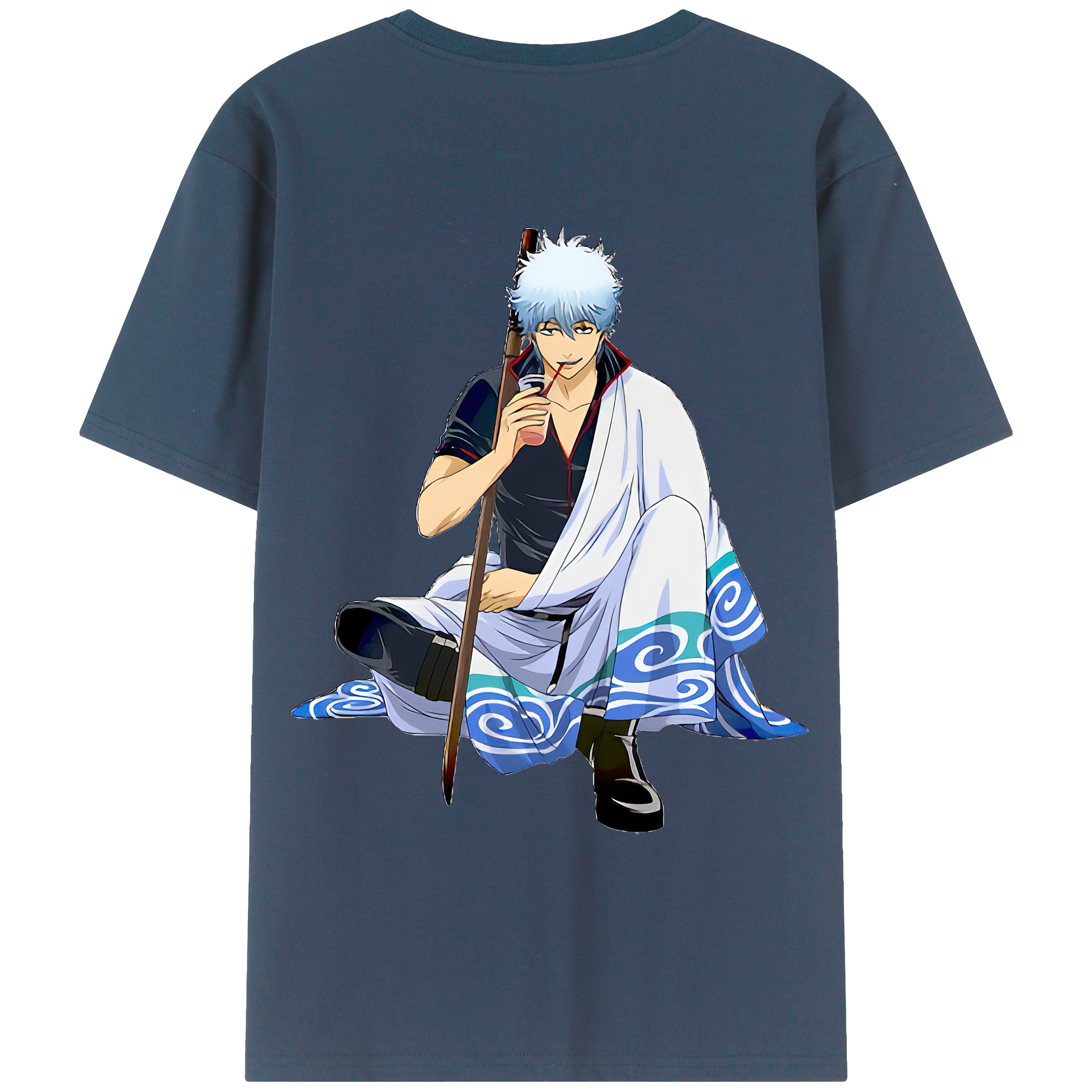 （画像用） ぎんたま 坂田銀時（さかたぎんとき） 神楽 志村新八（しむら しんぱち） GINTAMA Sakata Gintoki Kagura Shimura Shinpachi 綿100％ メンズ半袖Tシャツ（バックプリント） 通気性