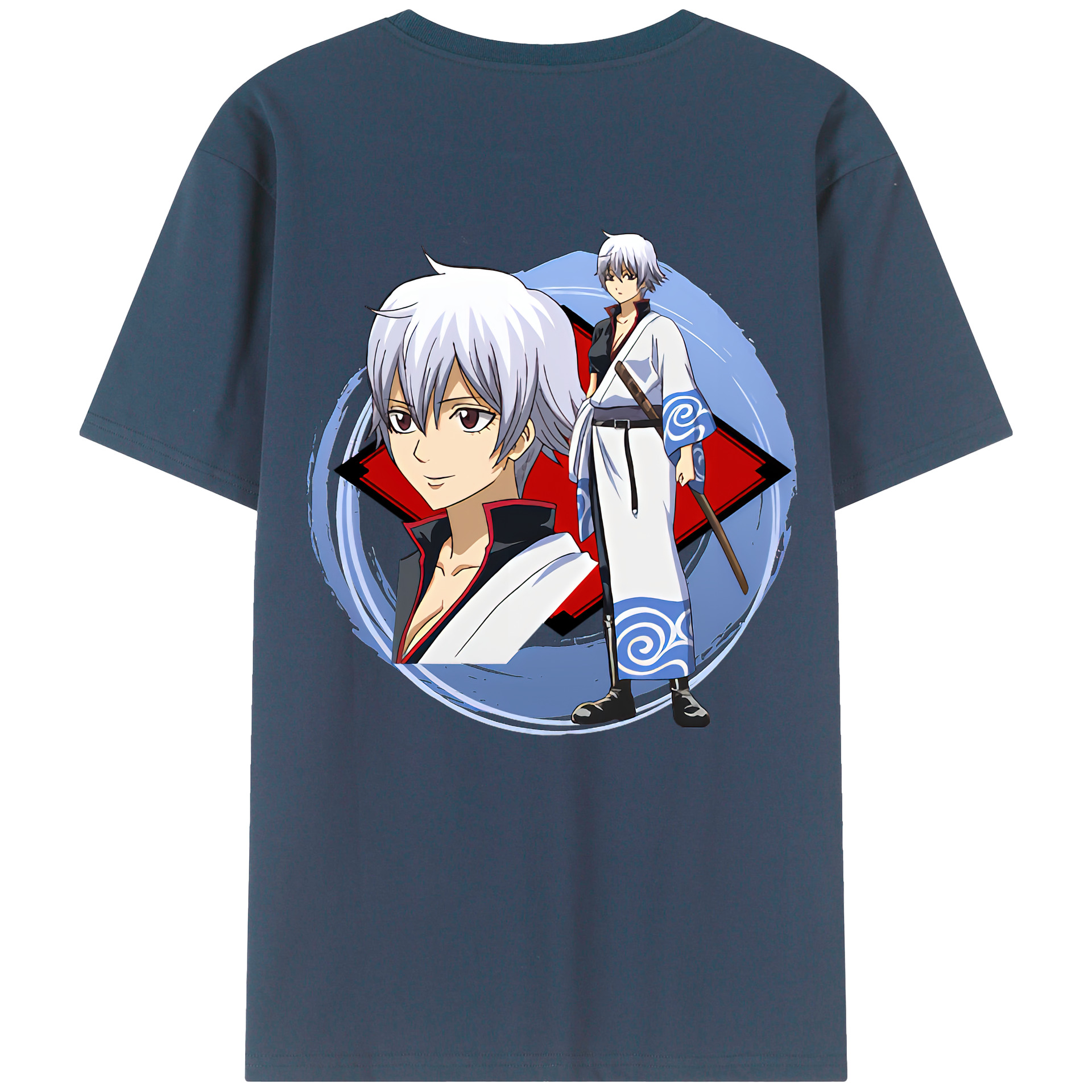 （画像用） ぎんたま 坂田銀時（さかたぎんとき） 神楽 志村新八（しむら しんぱち） GINTAMA Sakata Gintoki Kagura Shimura Shinpachi 綿100％ メンズ半袖Tシャツ（バックプリント） 通気性