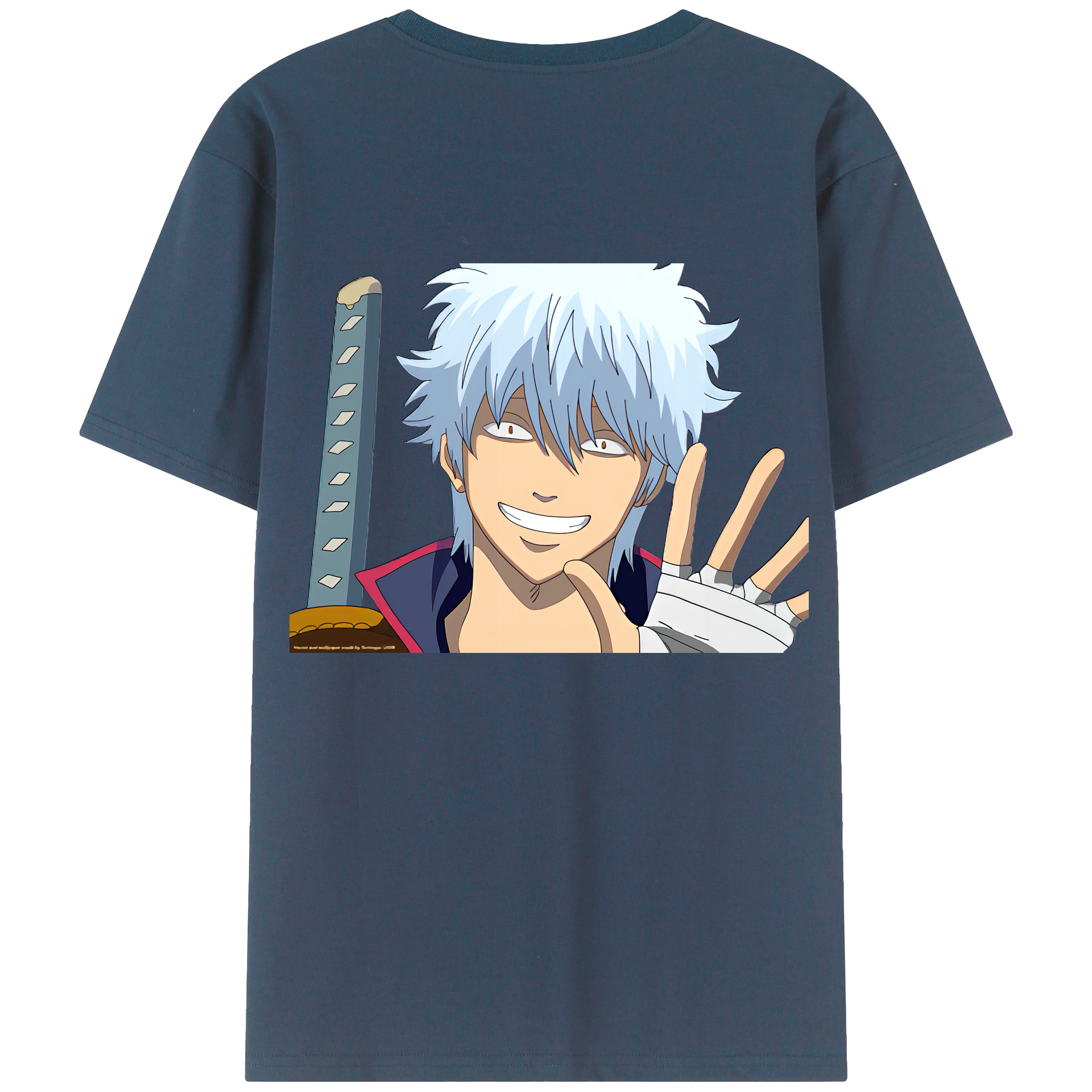 （画像用） ぎんたま 坂田銀時（さかたぎんとき） 神楽 志村新八（しむら しんぱち） GINTAMA Sakata Gintoki Kagura Shimura Shinpachi 綿100％ メンズ半袖Tシャツ（バックプリント） 通気性