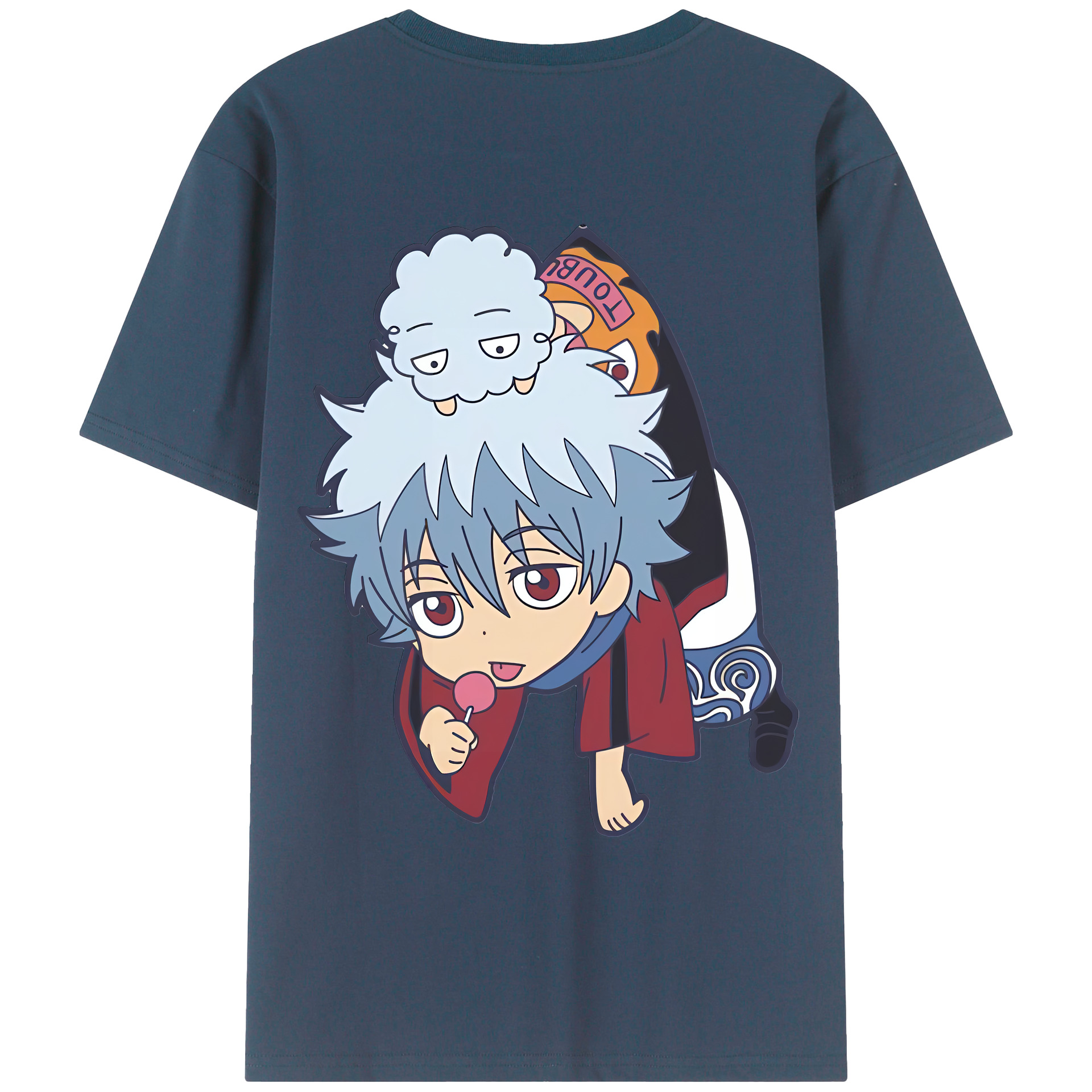 （画像用） ぎんたま 坂田銀時（さかたぎんとき） 神楽 志村新八（しむら しんぱち） GINTAMA Sakata Gintoki Kagura Shimura Shinpachi 綿100％ メンズ半袖Tシャツ（バックプリント） 通気性