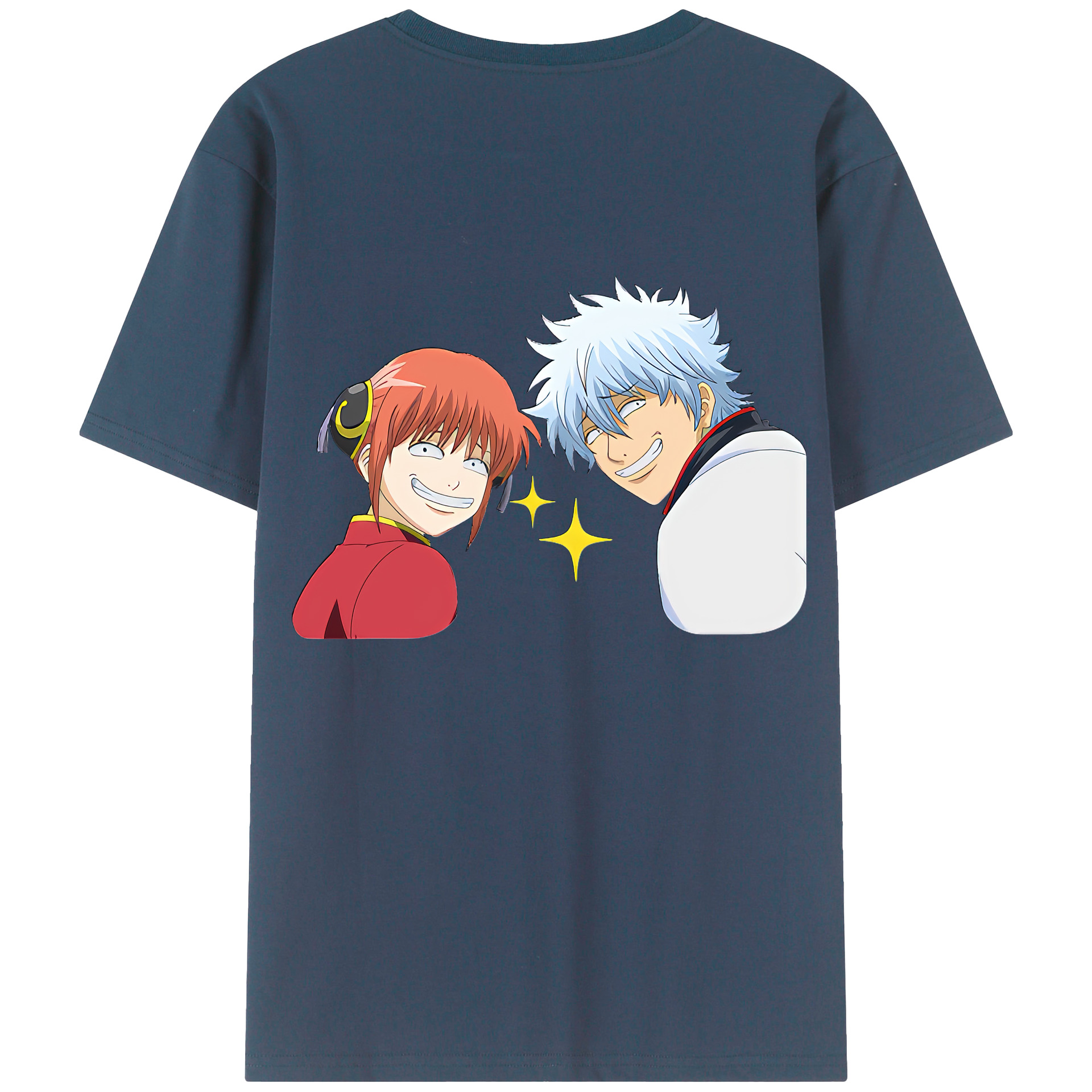 （画像用） ぎんたま 坂田銀時（さかたぎんとき） 神楽 志村新八（しむら しんぱち） GINTAMA Sakata Gintoki Kagura Shimura Shinpachi 綿100％ メンズ半袖Tシャツ（バックプリント） 通気性
