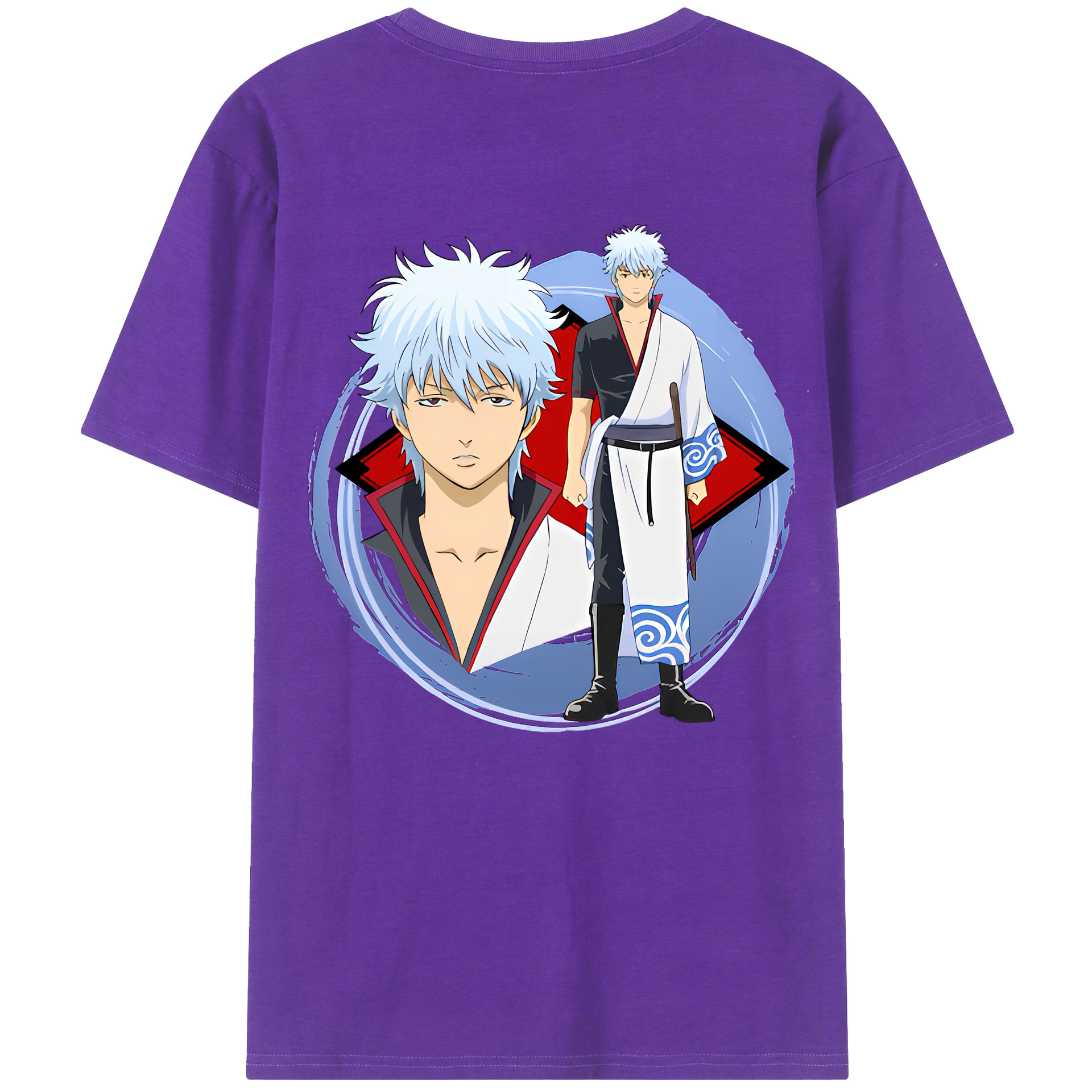 （画像用） ぎんたま 坂田銀時（さかたぎんとき） 神楽 志村新八（しむら しんぱち） GINTAMA Sakata Gintoki Kagura Shimura Shinpachi 綿100％ メンズ半袖Tシャツ（バックプリント） 通気性