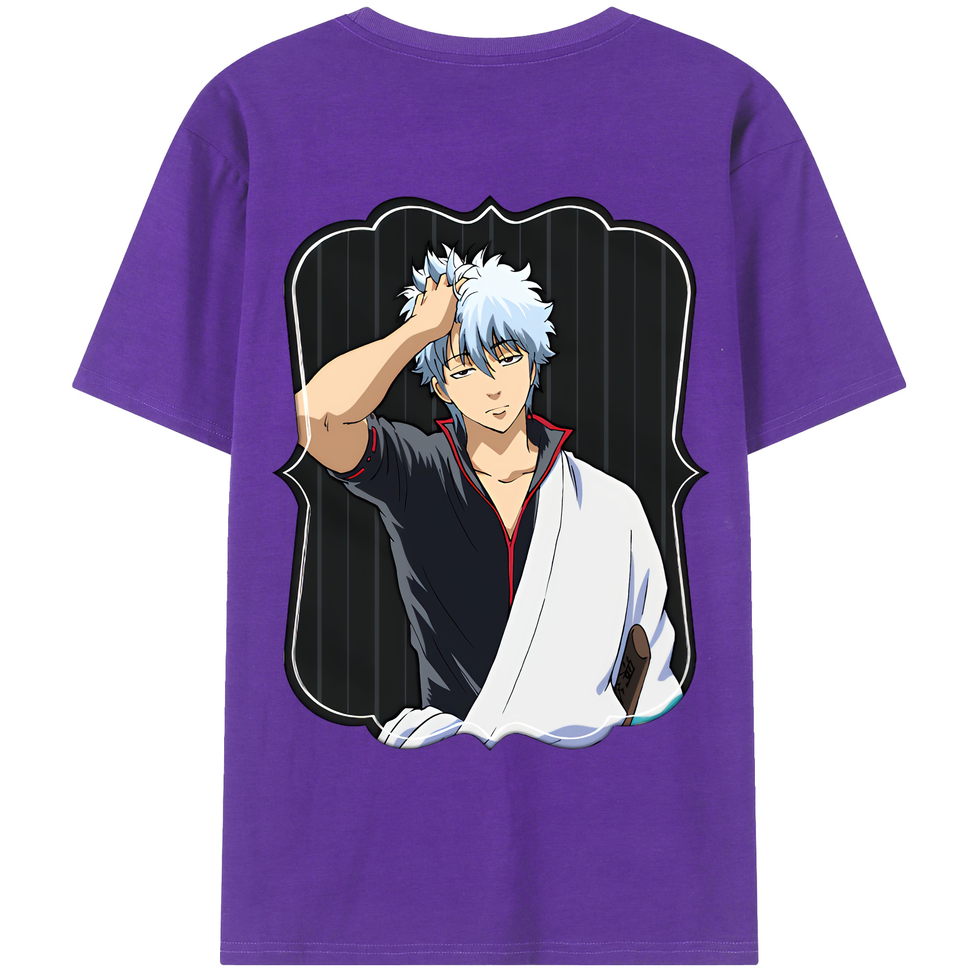 （画像用） ぎんたま 坂田銀時（さかたぎんとき） 神楽 志村新八（しむら しんぱち） GINTAMA Sakata Gintoki Kagura Shimura Shinpachi 綿100％ メンズ半袖Tシャツ（バックプリント） 通気性