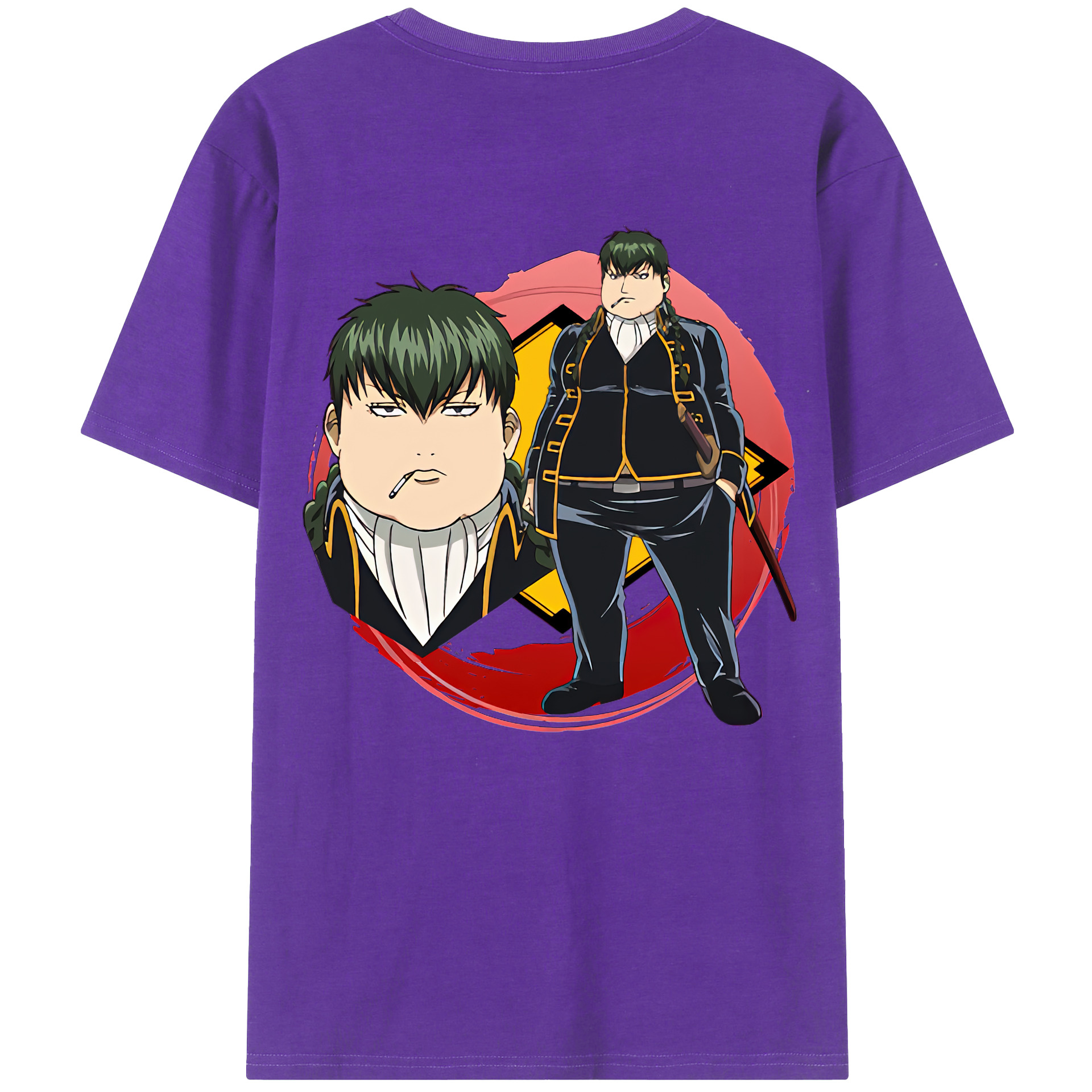 （画像用） ぎんたま 坂田銀時（さかたぎんとき） 神楽 志村新八（しむら しんぱち） GINTAMA Sakata Gintoki Kagura Shimura Shinpachi 綿100％ メンズ半袖Tシャツ（バックプリント） 通気性