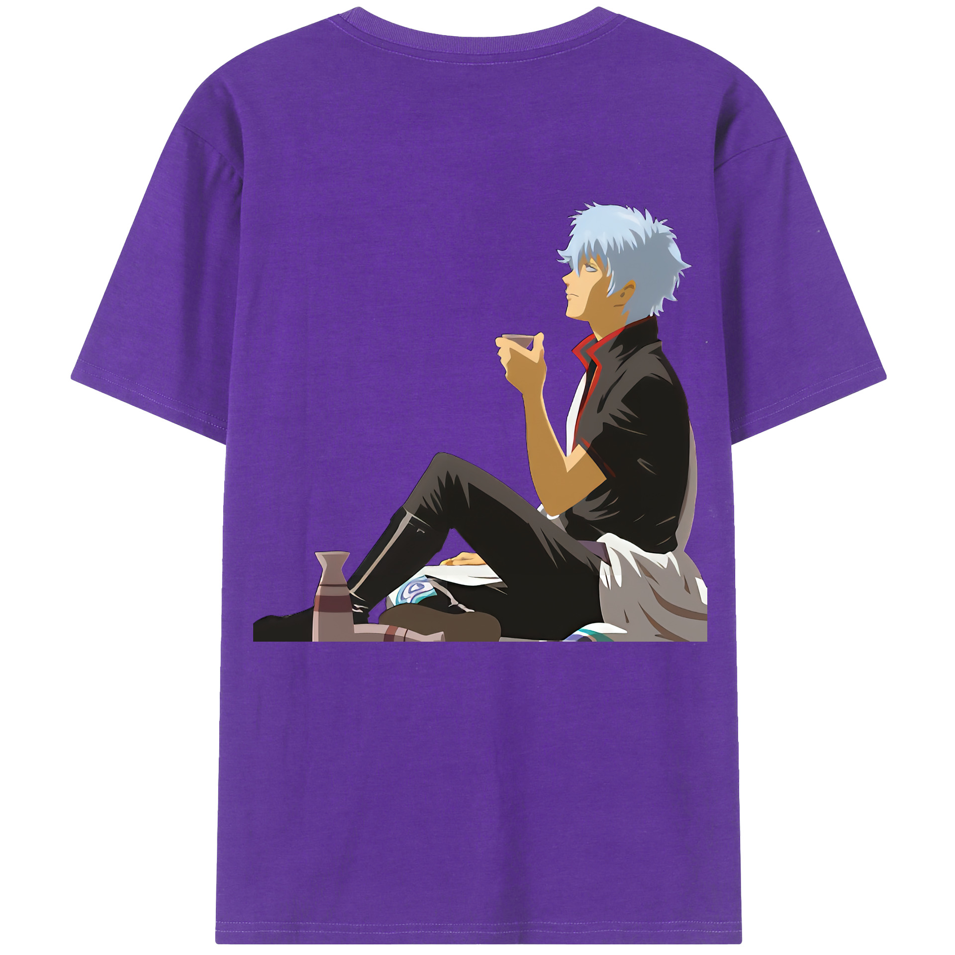 （画像用） ぎんたま 坂田銀時（さかたぎんとき） 神楽 志村新八（しむら しんぱち） GINTAMA Sakata Gintoki Kagura Shimura Shinpachi 綿100％ メンズ半袖Tシャツ（バックプリント） 通気性