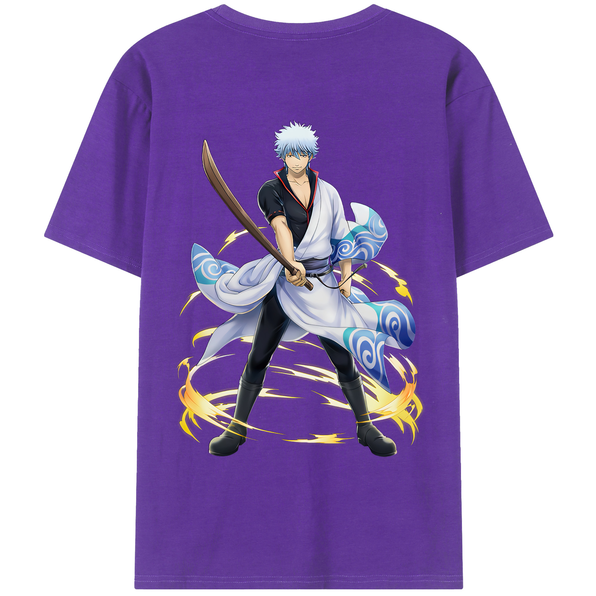 （画像用） ぎんたま 坂田銀時（さかたぎんとき） 神楽 志村新八（しむら しんぱち） GINTAMA Sakata Gintoki Kagura Shimura Shinpachi 綿100％ メンズ半袖Tシャツ（バックプリント） 通気性