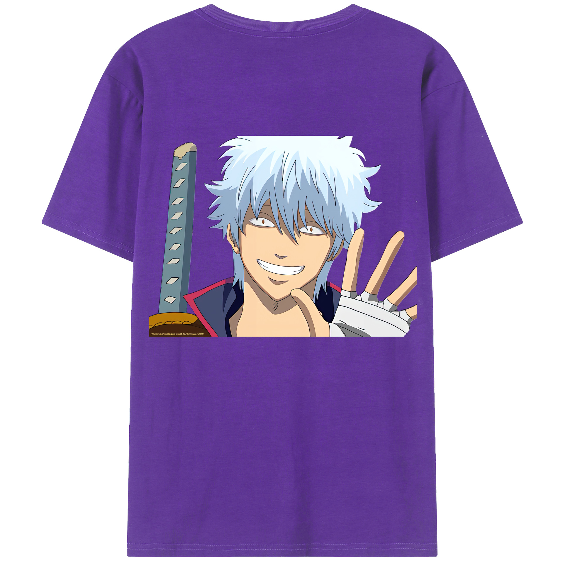 （画像用） ぎんたま 坂田銀時（さかたぎんとき） 神楽 志村新八（しむら しんぱち） GINTAMA Sakata Gintoki Kagura Shimura Shinpachi 綿100％ メンズ半袖Tシャツ（バックプリント） 通気性
