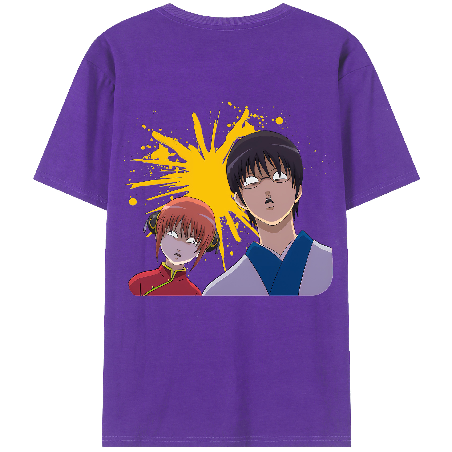 （画像用） ぎんたま 坂田銀時（さかたぎんとき） 神楽 志村新八（しむら しんぱち） GINTAMA Sakata Gintoki Kagura Shimura Shinpachi 綿100％ メンズ半袖Tシャツ（バックプリント） 通気性