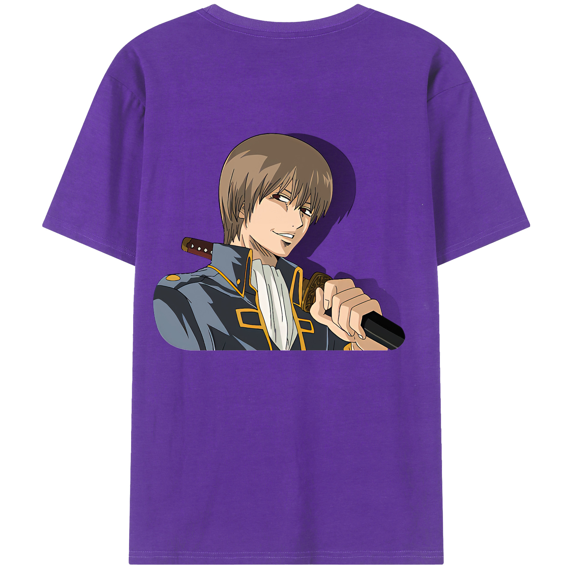 （画像用） ぎんたま 坂田銀時（さかたぎんとき） 神楽 志村新八（しむら しんぱち） GINTAMA Sakata Gintoki Kagura Shimura Shinpachi 綿100％ メンズ半袖Tシャツ（バックプリント） 通気性
