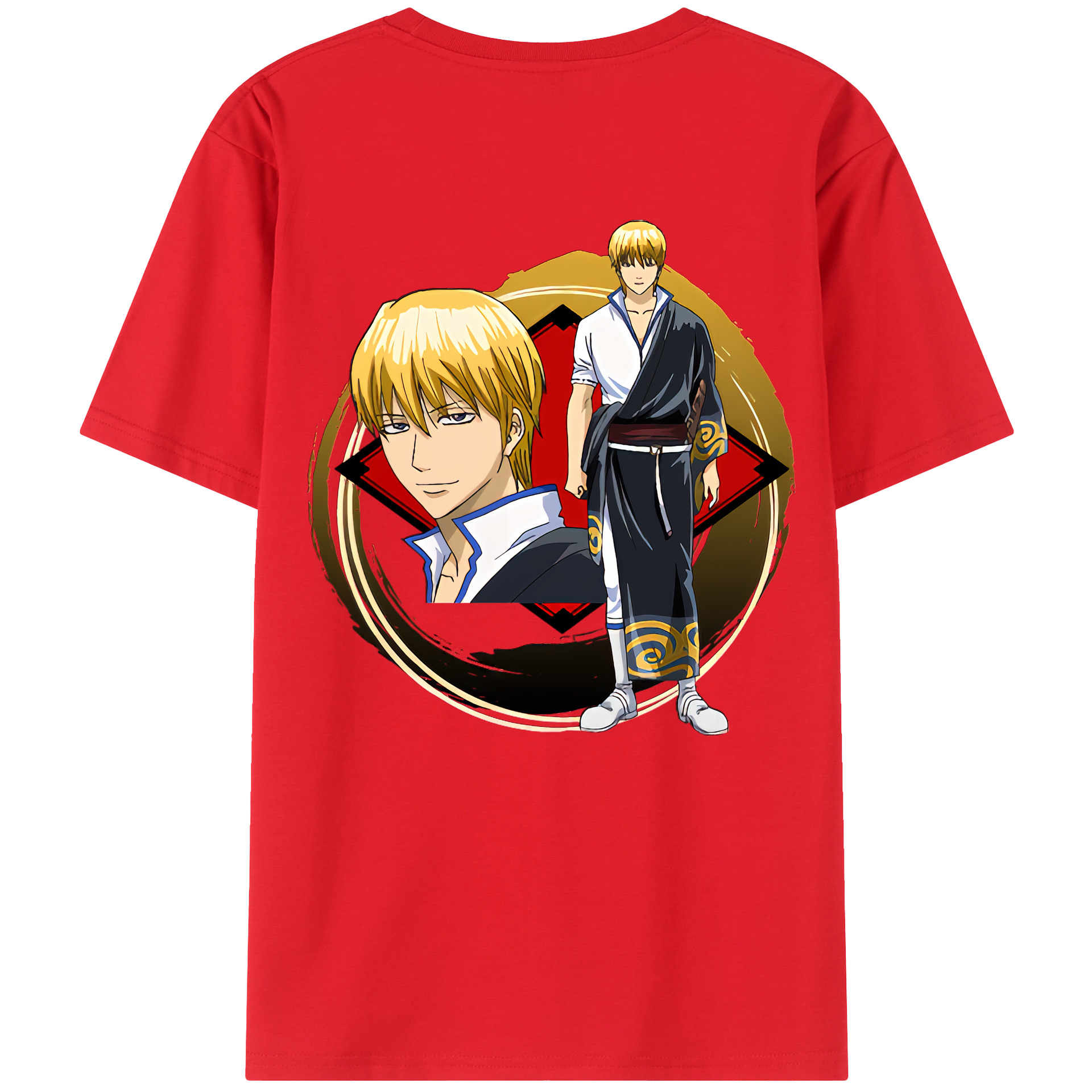 （画像用） ぎんたま 坂田銀時（さかたぎんとき） 神楽 志村新八（しむら しんぱち） GINTAMA Sakata Gintoki Kagura Shimura Shinpachi 綿100％ メンズ半袖Tシャツ（バックプリント） 通気性