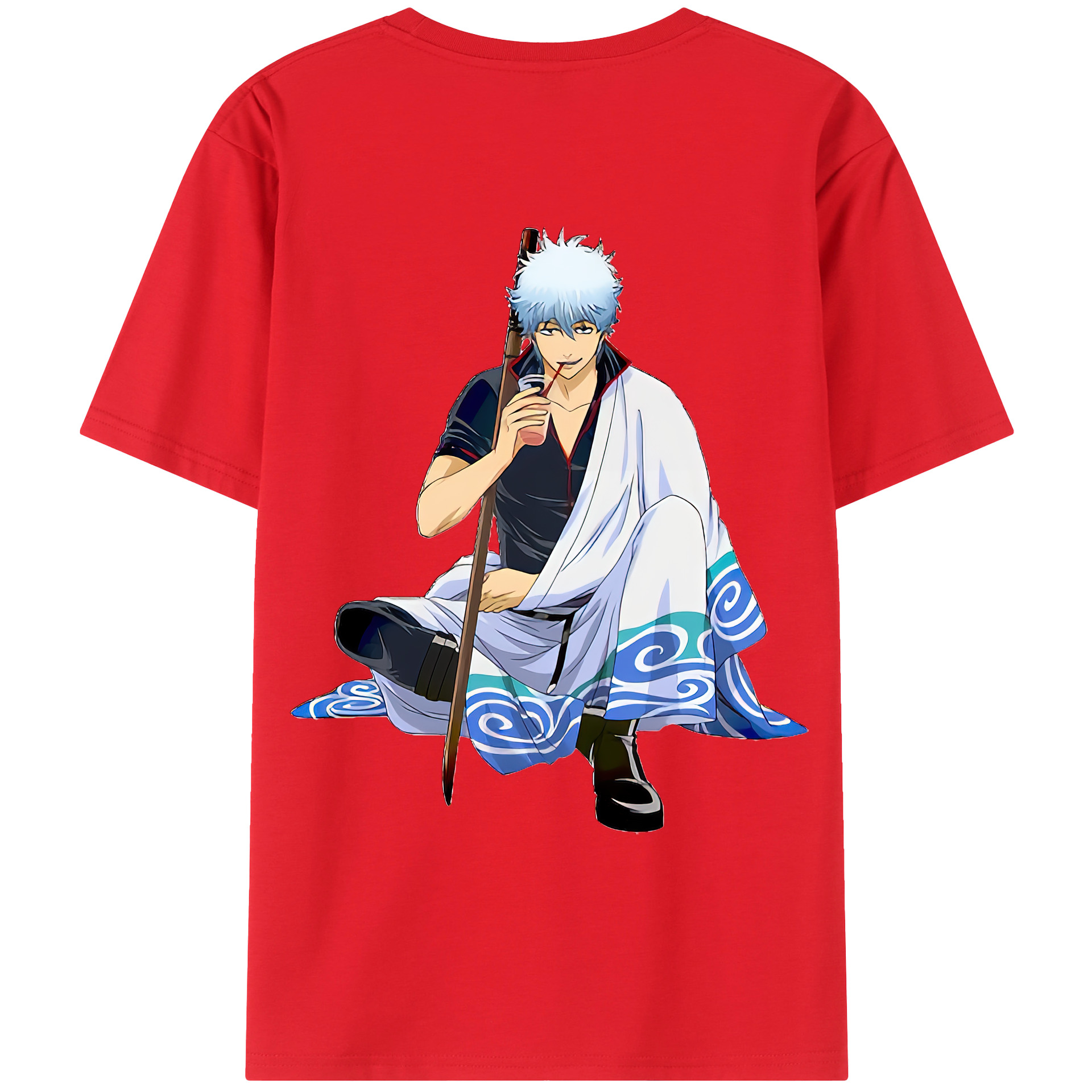 （画像用） ぎんたま 坂田銀時（さかたぎんとき） 神楽 志村新八（しむら しんぱち） GINTAMA Sakata Gintoki Kagura Shimura Shinpachi 綿100％ メンズ半袖Tシャツ（バックプリント） 通気性