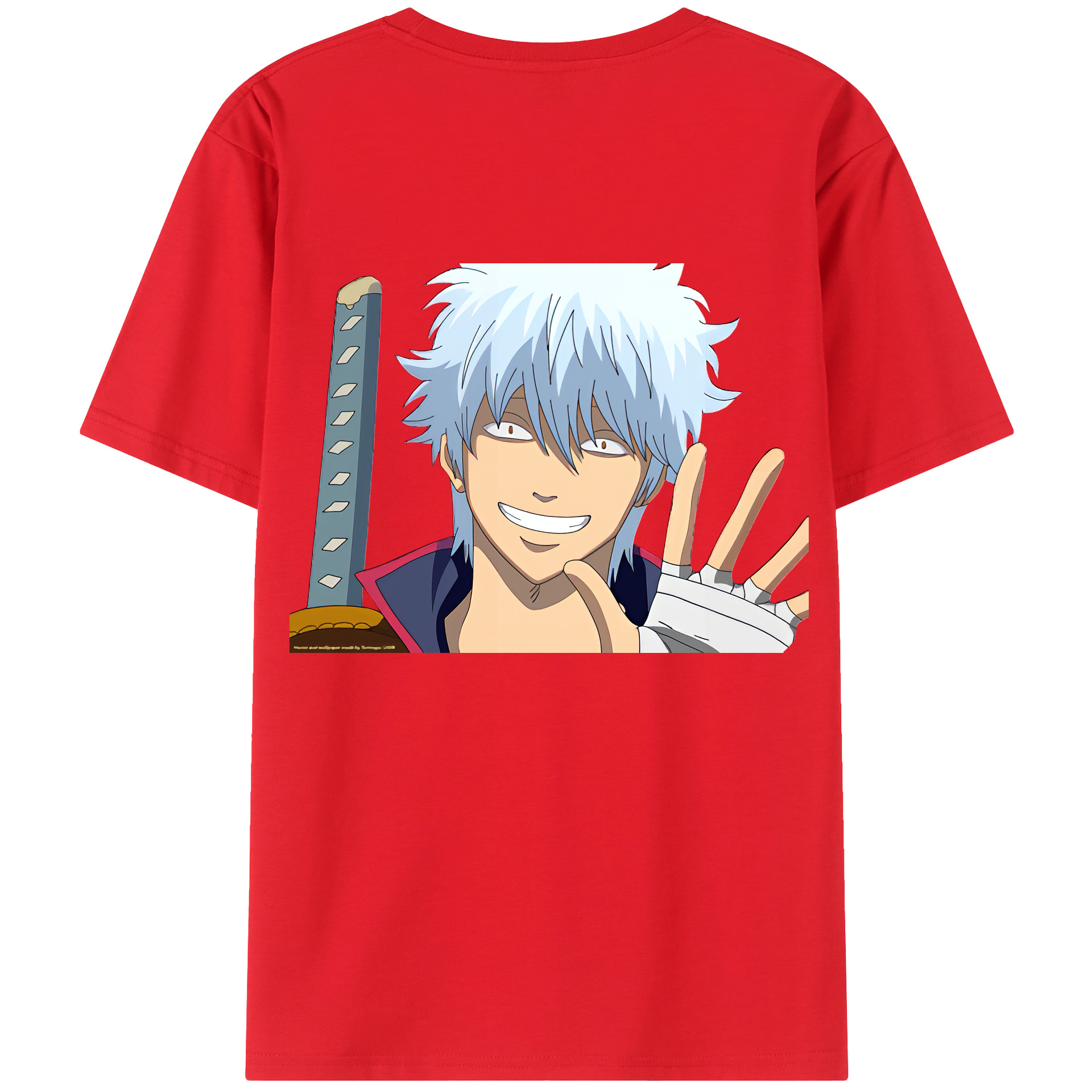 （画像用） ぎんたま 坂田銀時（さかたぎんとき） 神楽 志村新八（しむら しんぱち） GINTAMA Sakata Gintoki Kagura Shimura Shinpachi 綿100％ メンズ半袖Tシャツ（バックプリント） 通気性
