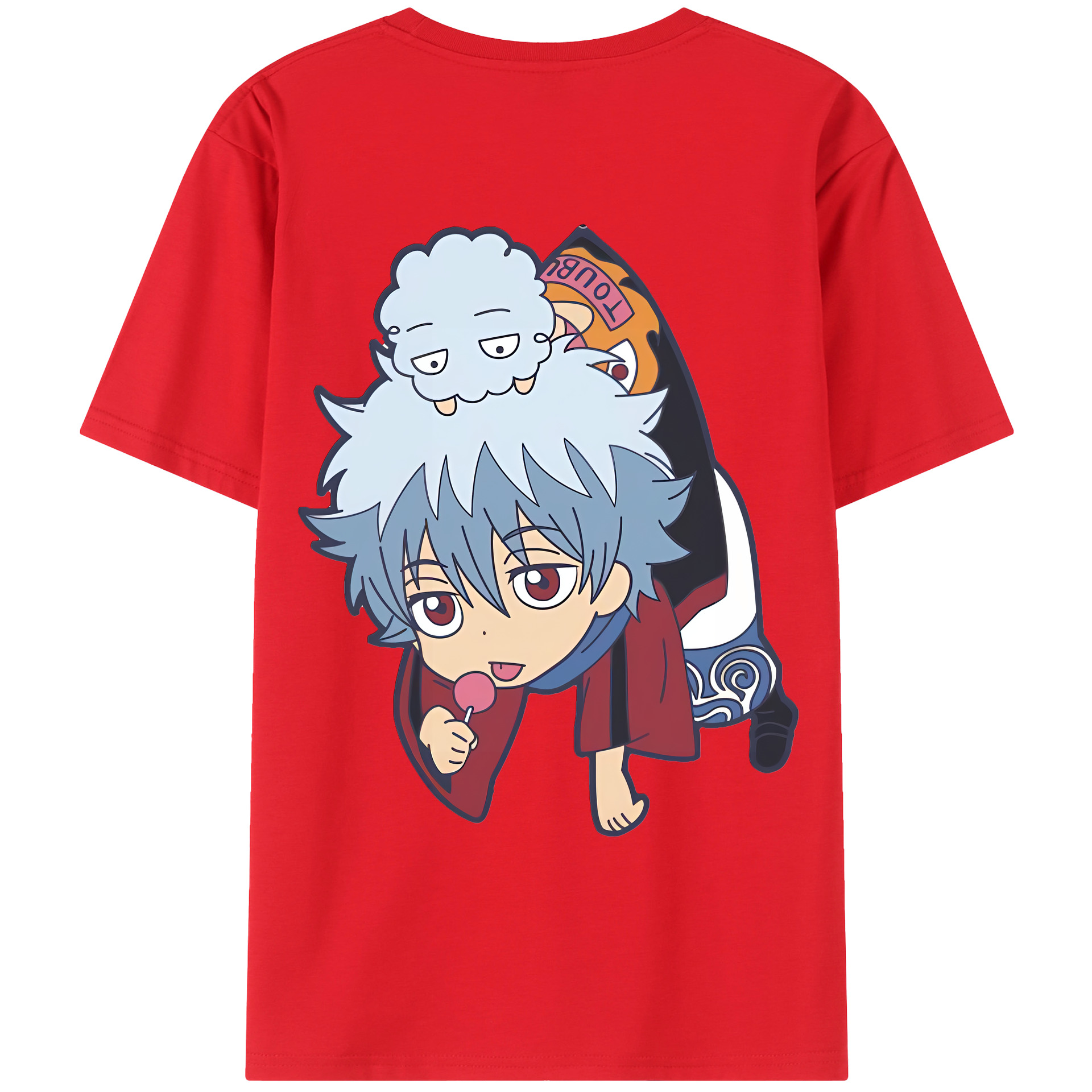 （画像用） ぎんたま 坂田銀時（さかたぎんとき） 神楽 志村新八（しむら しんぱち） GINTAMA Sakata Gintoki Kagura Shimura Shinpachi 綿100％ メンズ半袖Tシャツ（バックプリント） 通気性