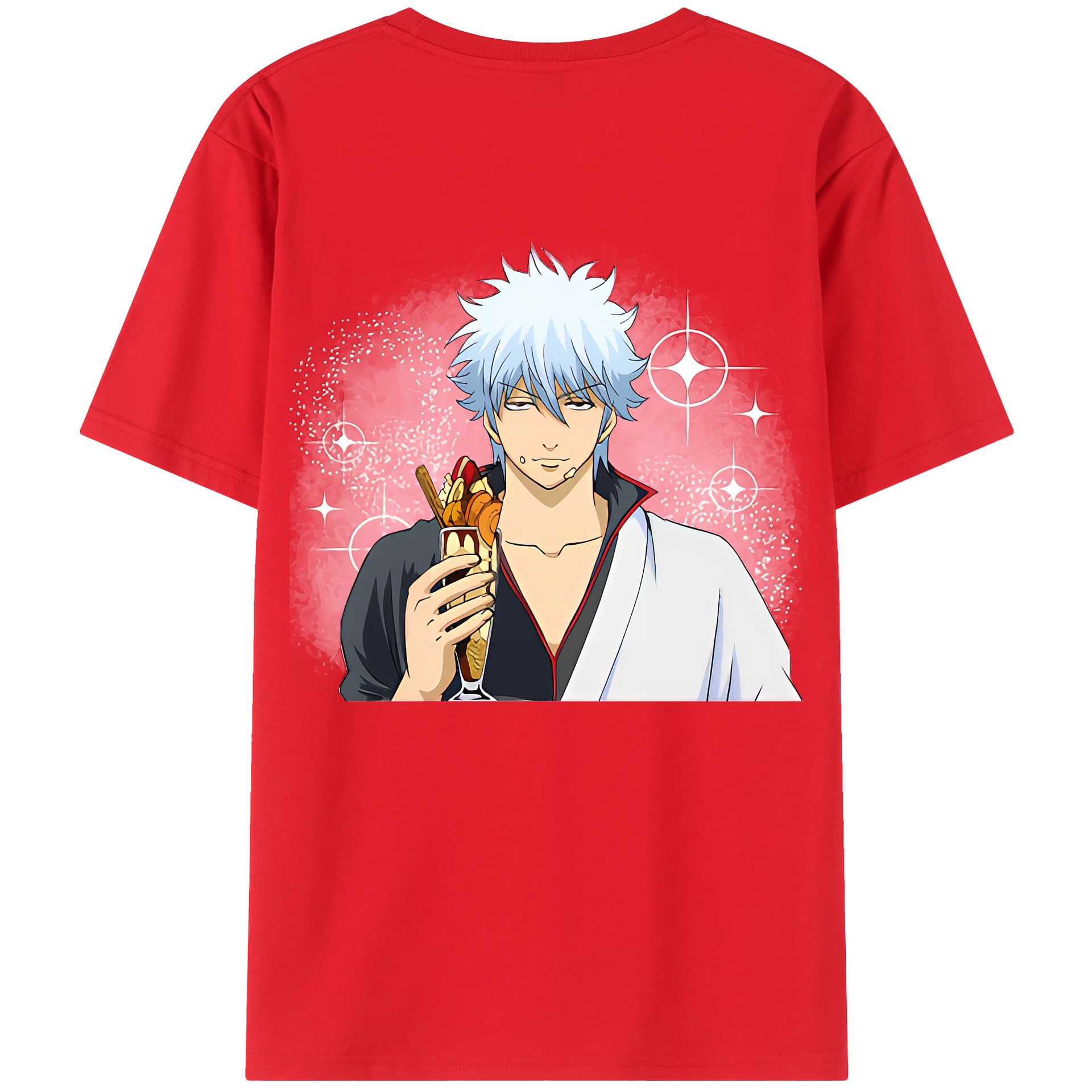 （画像用） ぎんたま 坂田銀時（さかたぎんとき） 神楽 志村新八（しむら しんぱち） GINTAMA Sakata Gintoki Kagura Shimura Shinpachi 綿100％ メンズ半袖Tシャツ（バックプリント） 通気性