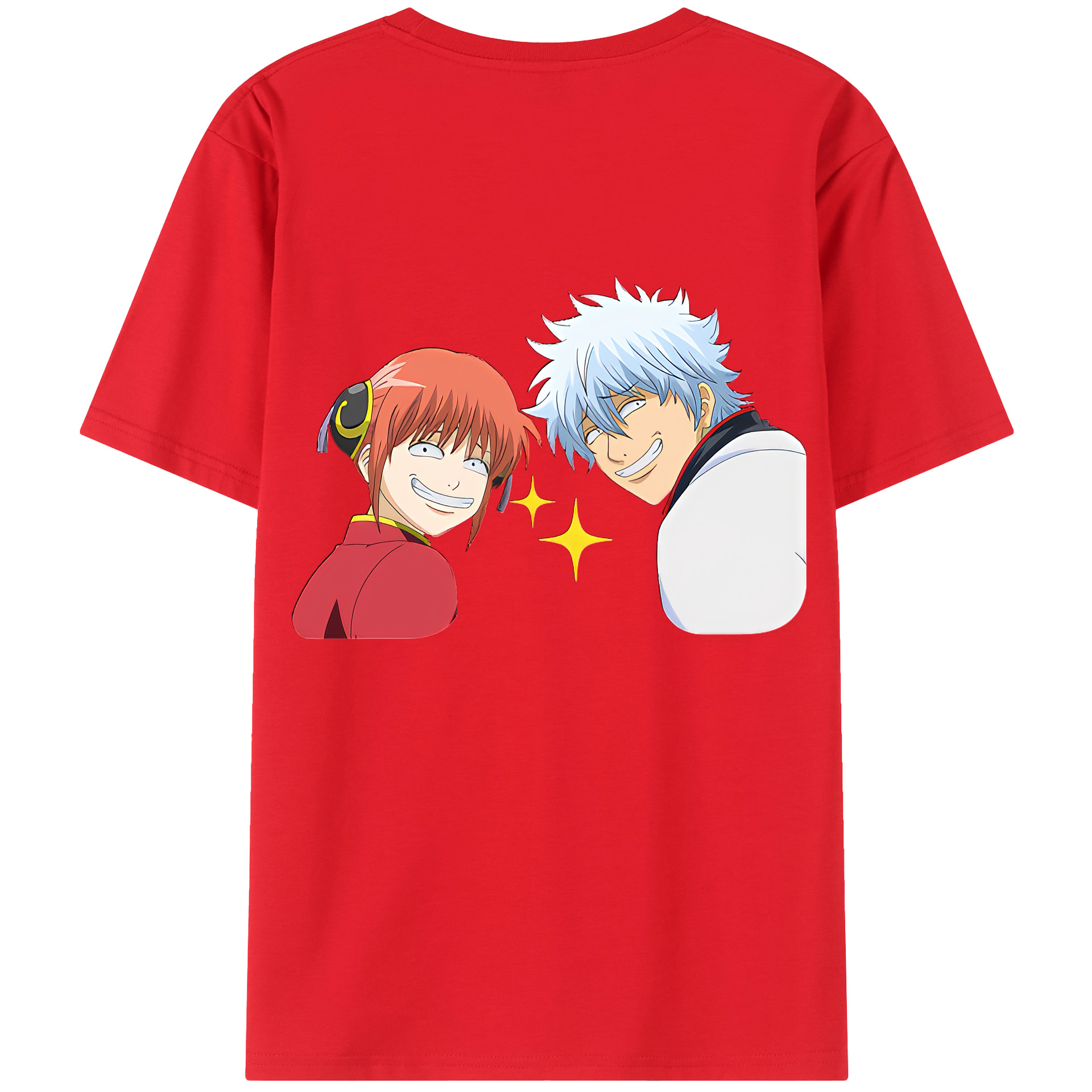 （画像用） ぎんたま 坂田銀時（さかたぎんとき） 神楽 志村新八（しむら しんぱち） GINTAMA Sakata Gintoki Kagura Shimura Shinpachi 綿100％ メンズ半袖Tシャツ（バックプリント） 通気性
