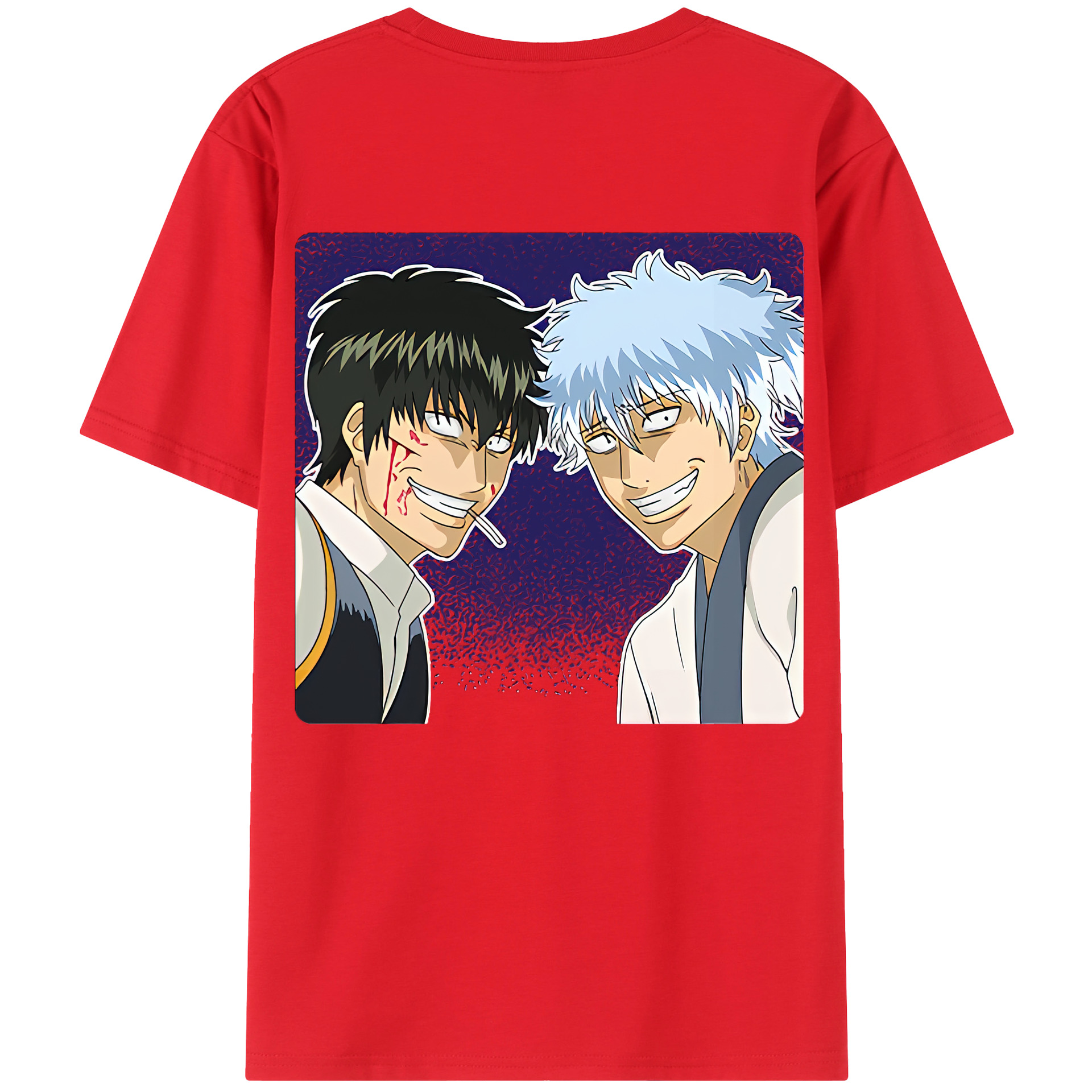 （画像用） ぎんたま 坂田銀時（さかたぎんとき） 神楽 志村新八（しむら しんぱち） GINTAMA Sakata Gintoki Kagura Shimura Shinpachi 綿100％ メンズ半袖Tシャツ（バックプリント） 通気性