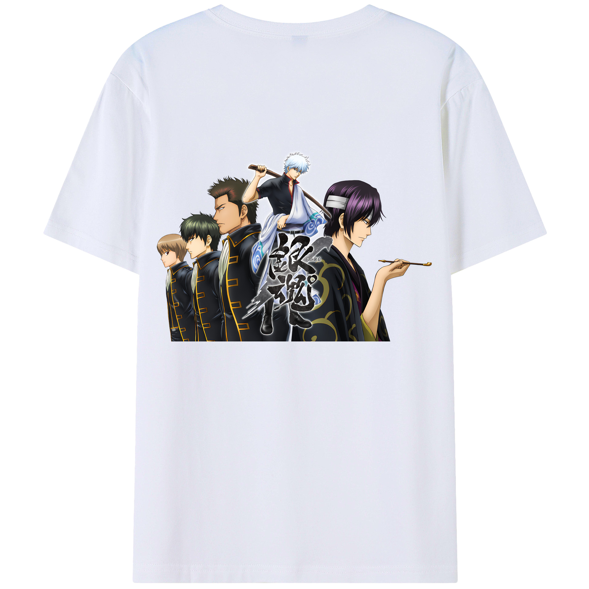（画像用） ぎんたま 坂田銀時（さかたぎんとき） 神楽 志村新八（しむら しんぱち） GINTAMA Sakata Gintoki Kagura Shimura Shinpachi 綿100％ メンズ半袖Tシャツ（バックプリント） 通気性