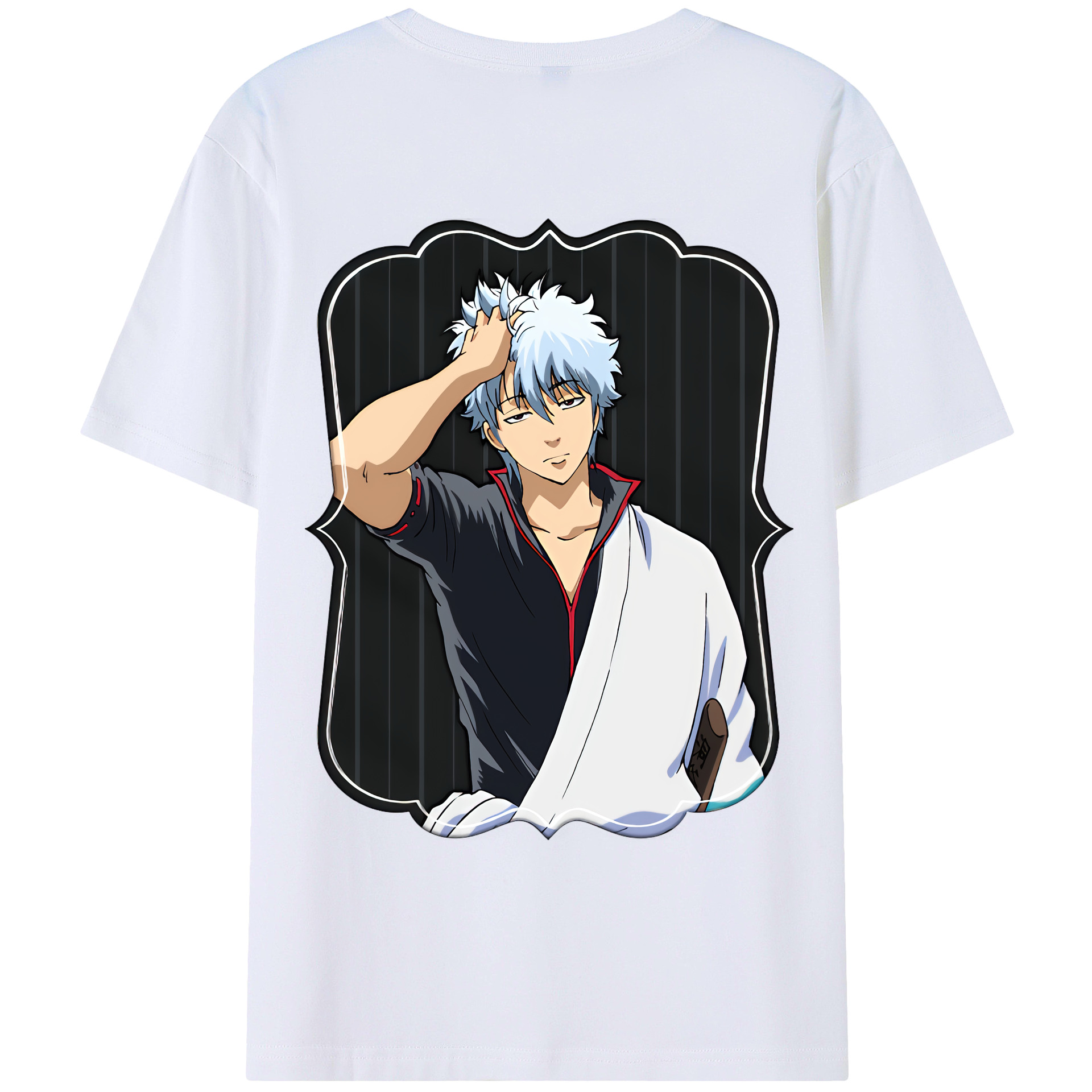 （画像用） ぎんたま 坂田銀時（さかたぎんとき） 神楽 志村新八（しむら しんぱち） GINTAMA Sakata Gintoki Kagura Shimura Shinpachi 綿100％ メンズ半袖Tシャツ（バックプリント） 通気性
