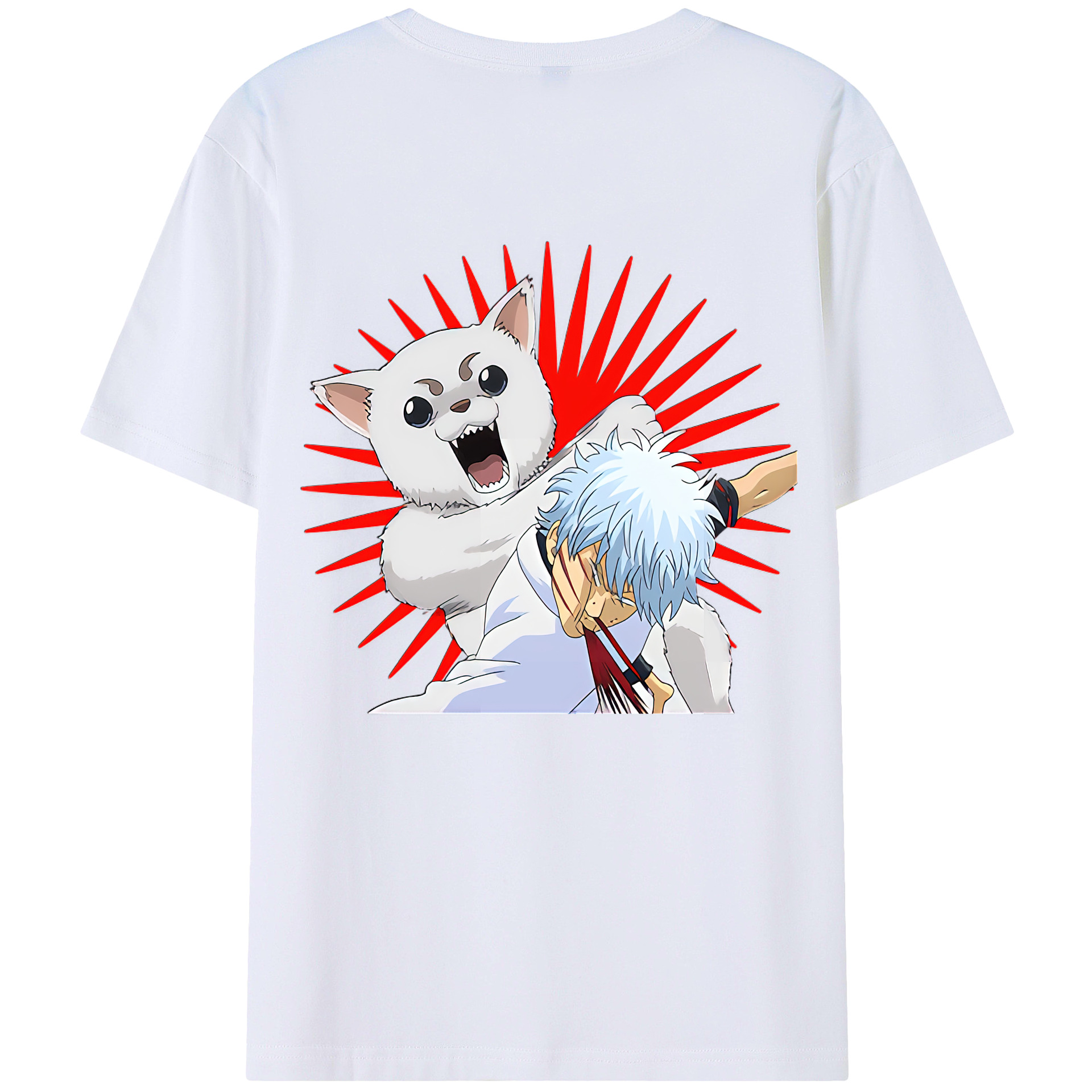 （画像用） ぎんたま 坂田銀時（さかたぎんとき） 神楽 志村新八（しむら しんぱち） GINTAMA Sakata Gintoki Kagura Shimura Shinpachi 綿100％ メンズ半袖Tシャツ（バックプリント） 通気性