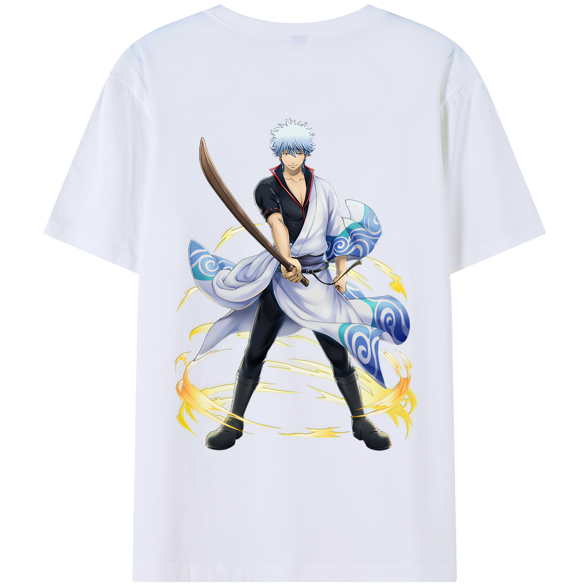（画像用） ぎんたま 坂田銀時（さかたぎんとき） 神楽 志村新八（しむら しんぱち） GINTAMA Sakata Gintoki Kagura Shimura Shinpachi 綿100％ メンズ半袖Tシャツ（バックプリント） 通気性