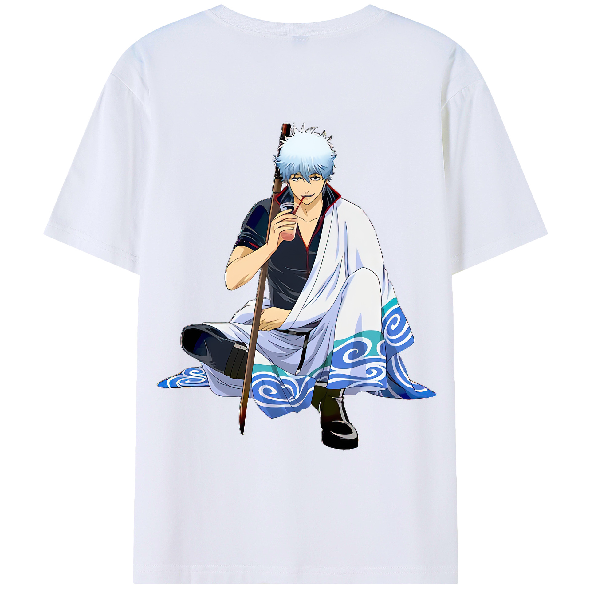 （画像用） ぎんたま 坂田銀時（さかたぎんとき） 神楽 志村新八（しむら しんぱち） GINTAMA Sakata Gintoki Kagura Shimura Shinpachi 綿100％ メンズ半袖Tシャツ（バックプリント） 通気性