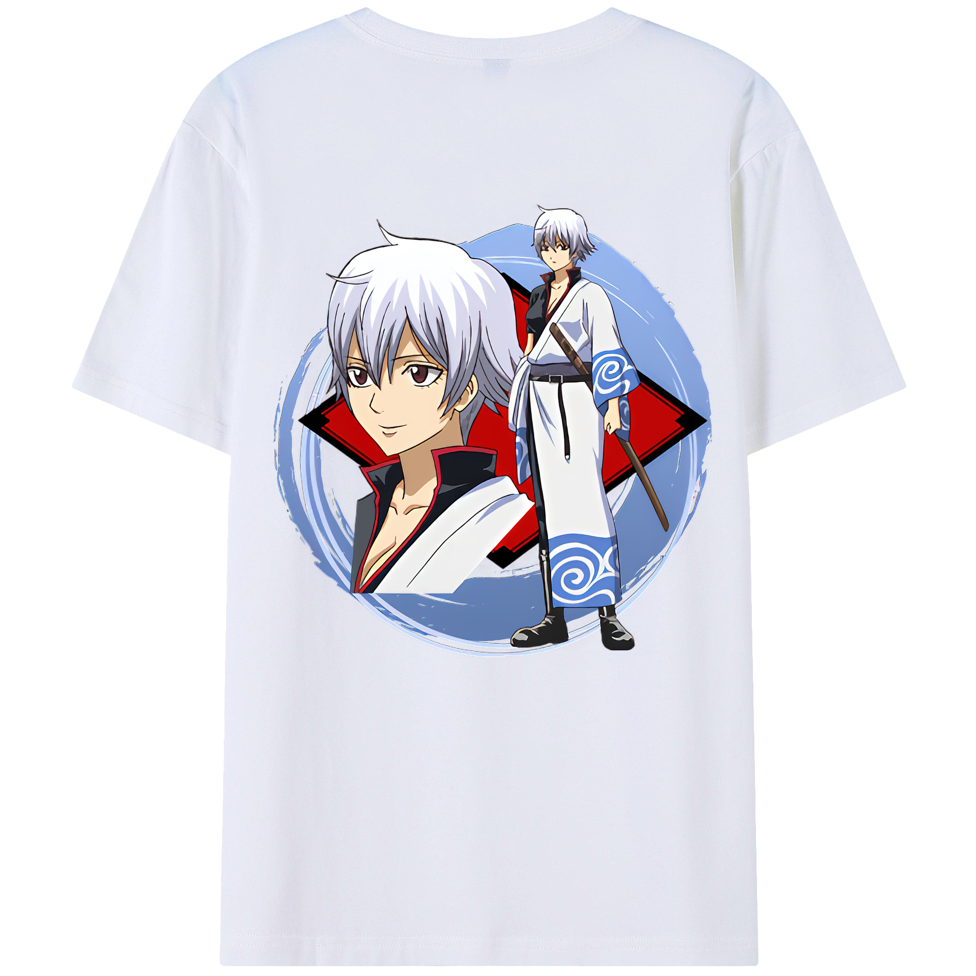 （画像用） ぎんたま 坂田銀時（さかたぎんとき） 神楽 志村新八（しむら しんぱち） GINTAMA Sakata Gintoki Kagura Shimura Shinpachi 綿100％ メンズ半袖Tシャツ（バックプリント） 通気性