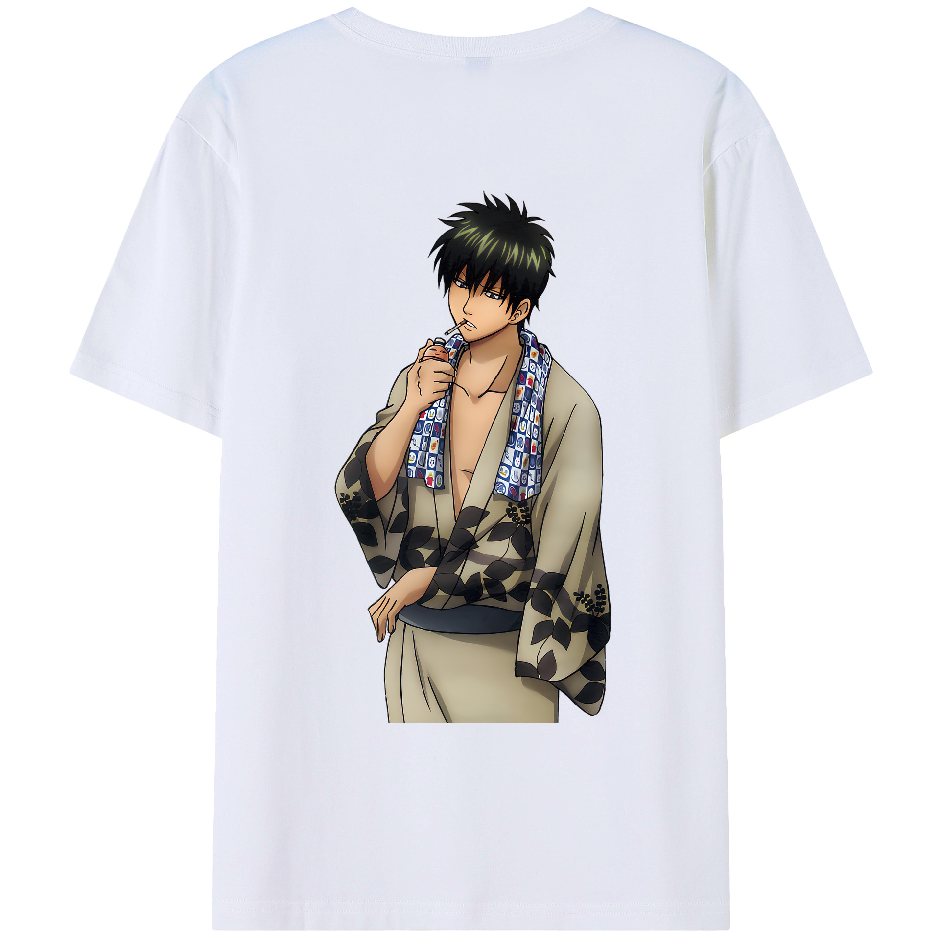 （画像用） ぎんたま 坂田銀時（さかたぎんとき） 神楽 志村新八（しむら しんぱち） GINTAMA Sakata Gintoki Kagura Shimura Shinpachi 綿100％ メンズ半袖Tシャツ（バックプリント） 通気性