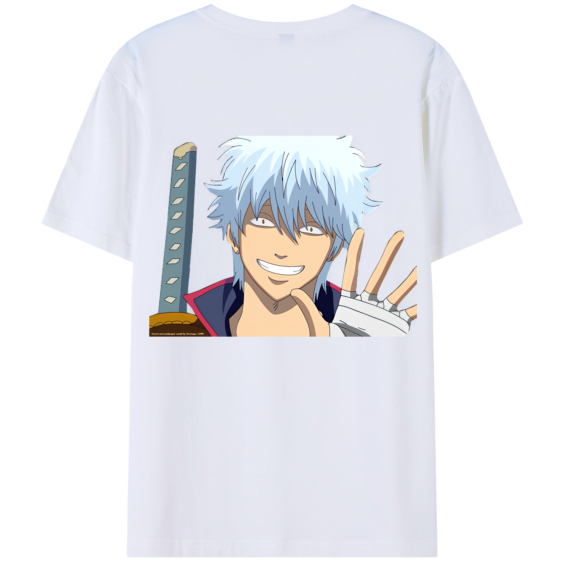 （画像用） ぎんたま 坂田銀時（さかたぎんとき） 神楽 志村新八（しむら しんぱち） GINTAMA Sakata Gintoki Kagura Shimura Shinpachi 綿100％ メンズ半袖Tシャツ（バックプリント） 通気性