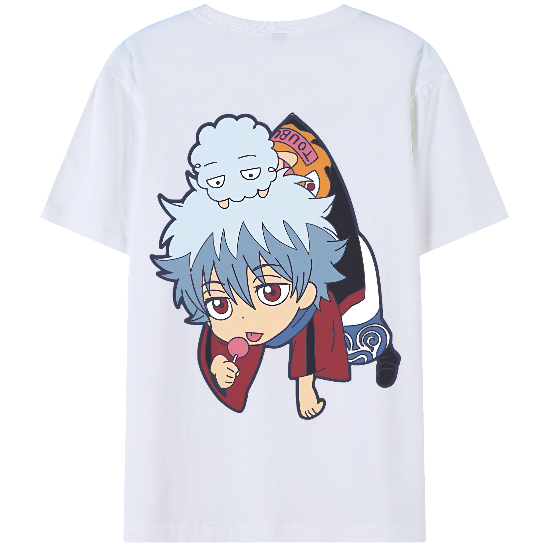 （画像用） ぎんたま 坂田銀時（さかたぎんとき） 神楽 志村新八（しむら しんぱち） GINTAMA Sakata Gintoki Kagura Shimura Shinpachi 綿100％ メンズ半袖Tシャツ（バックプリント） 通気性